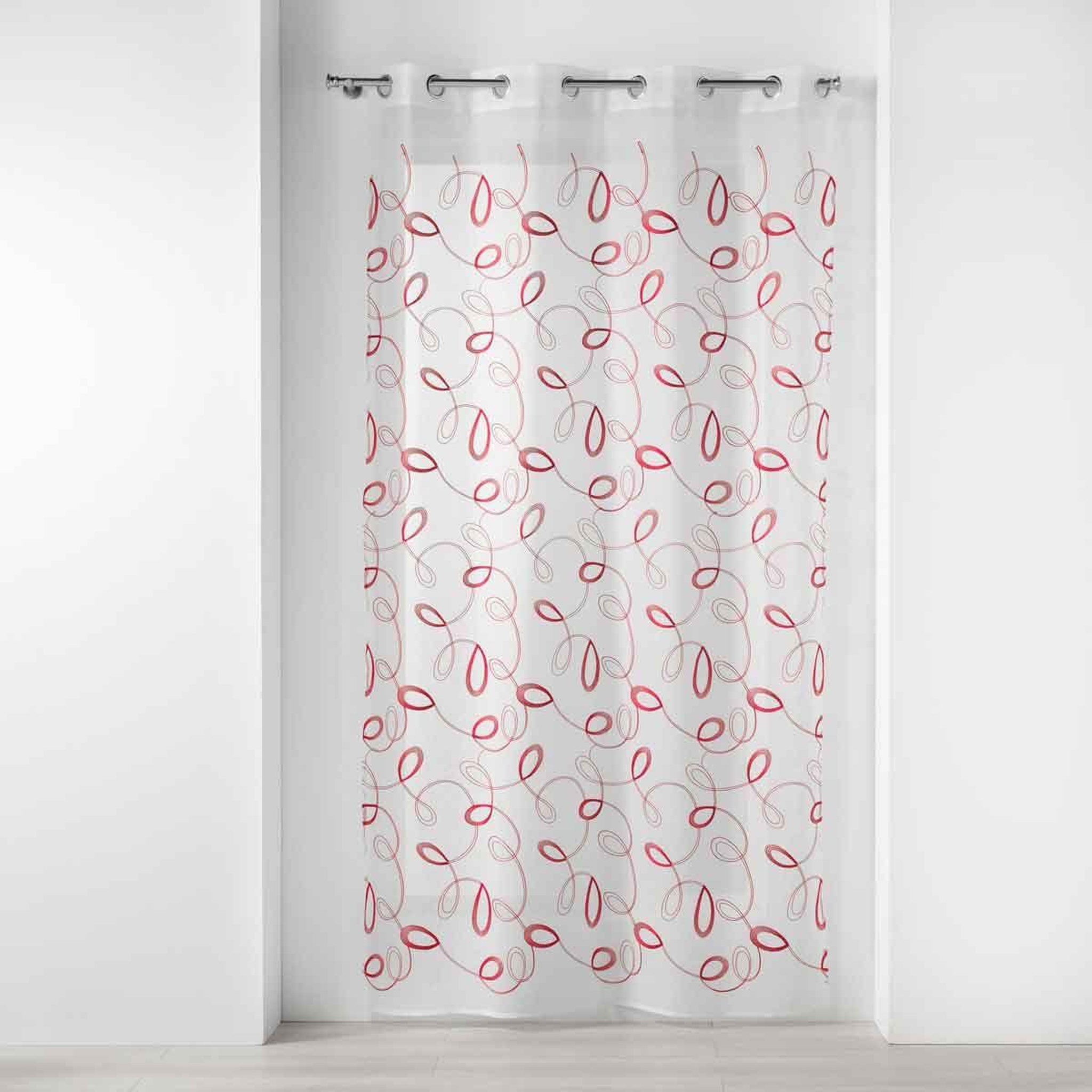 Douceur d'Intérieur Rideau voilage à œillets  hoops  140x280cm rouge