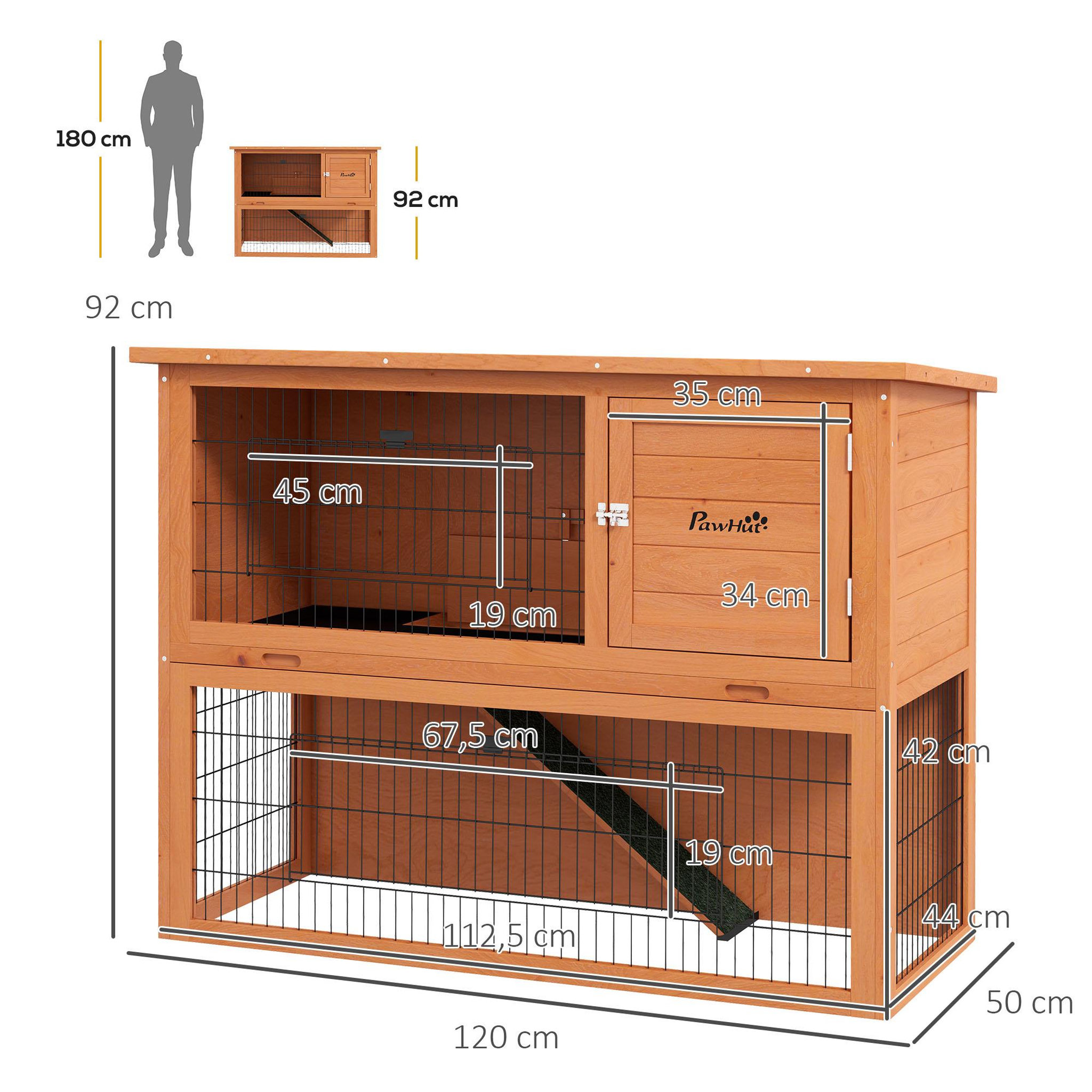 Voir la diapositive 3 : PAWHUT Clapier à lapin cage à lapin 2 étages 3 portes verrouillables bois pré-huilé