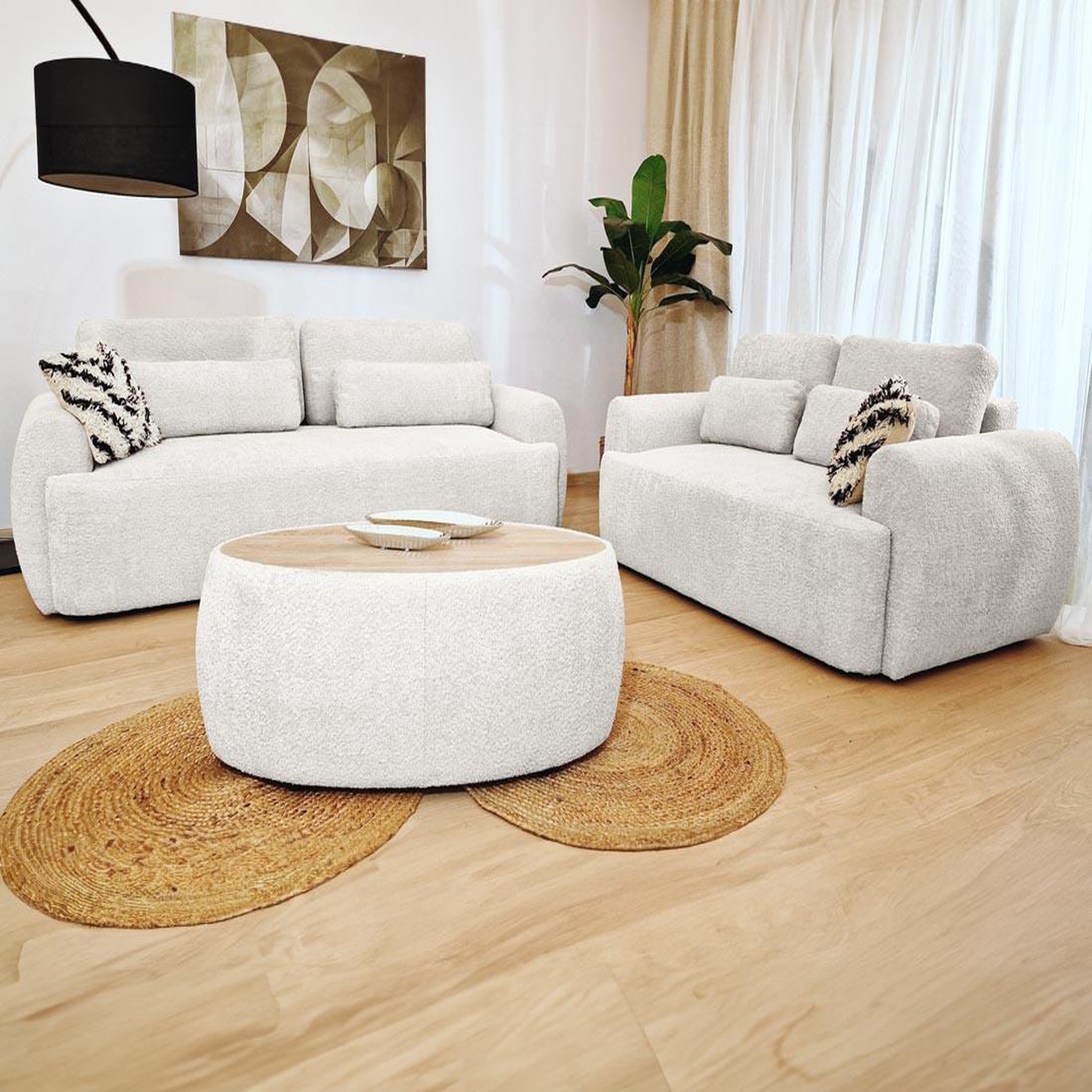 Voir la diapositive 6 : BEST MOBILIER Mahina - canapé droit 3 places - convertible avec coffre - en tissu bouclette