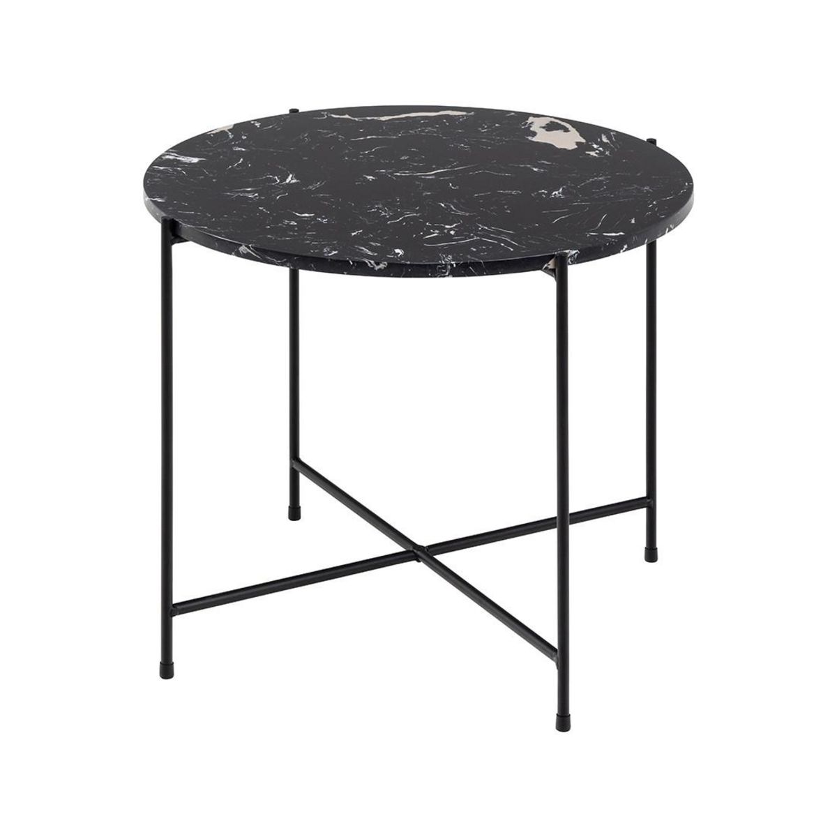 LISA DESIGN Ezaro - table basse ronde - 52 cm - plateau en marbre - pieds en acier