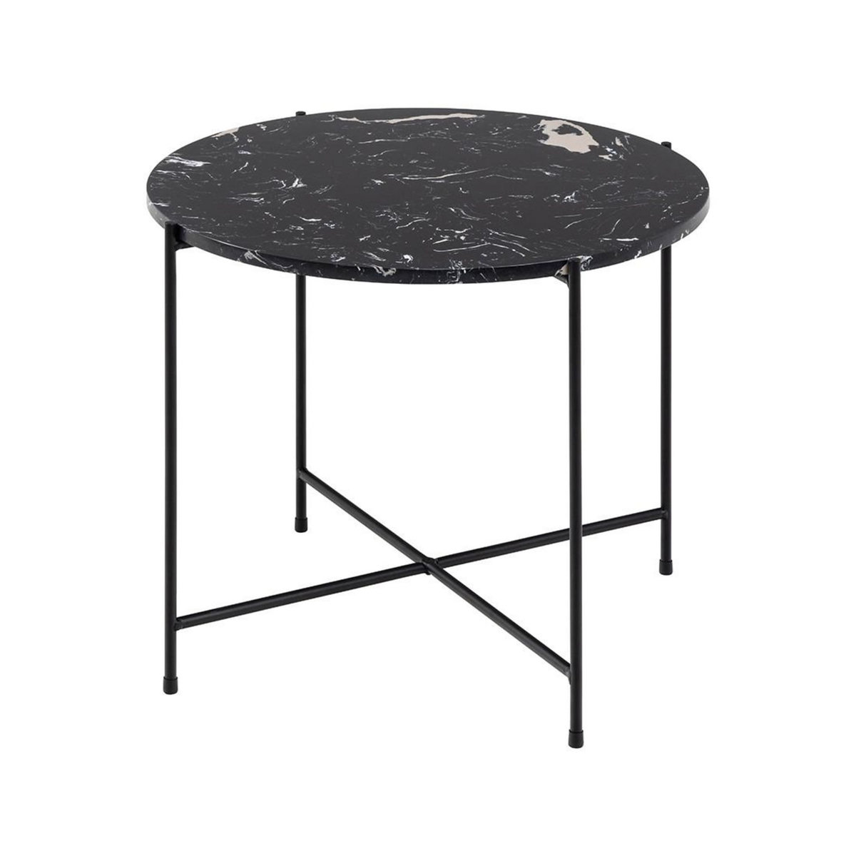 LISA DESIGN Ezaro - table basse ronde - 52 cm - plateau en marbre - pieds en acier