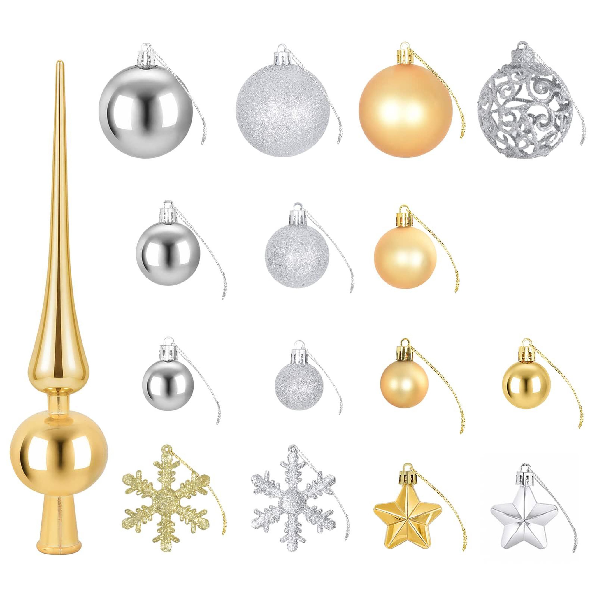 Voir la diapositive 5 : VIDAXL Ensemble de boules de Noël 111 pc Argente et dore Diam. 6 cm