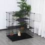 Voir la diapositive 2 : PAWHUT Cage parc enclos rongeurs modulable dim. L 111 x l 75 x H 119 cm 3 niveaux 4 portes fil métallique noir