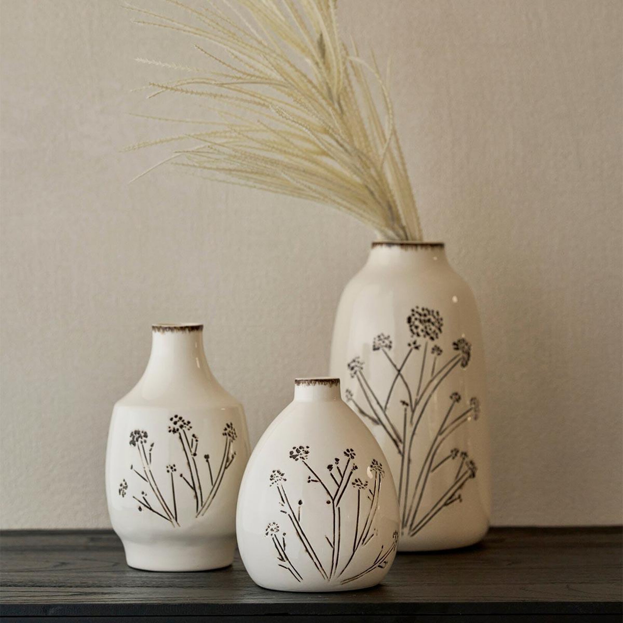 Voir la diapositive 3 : J-LINE Vase Design en Porcelaine  Tuva  24cm Blanc