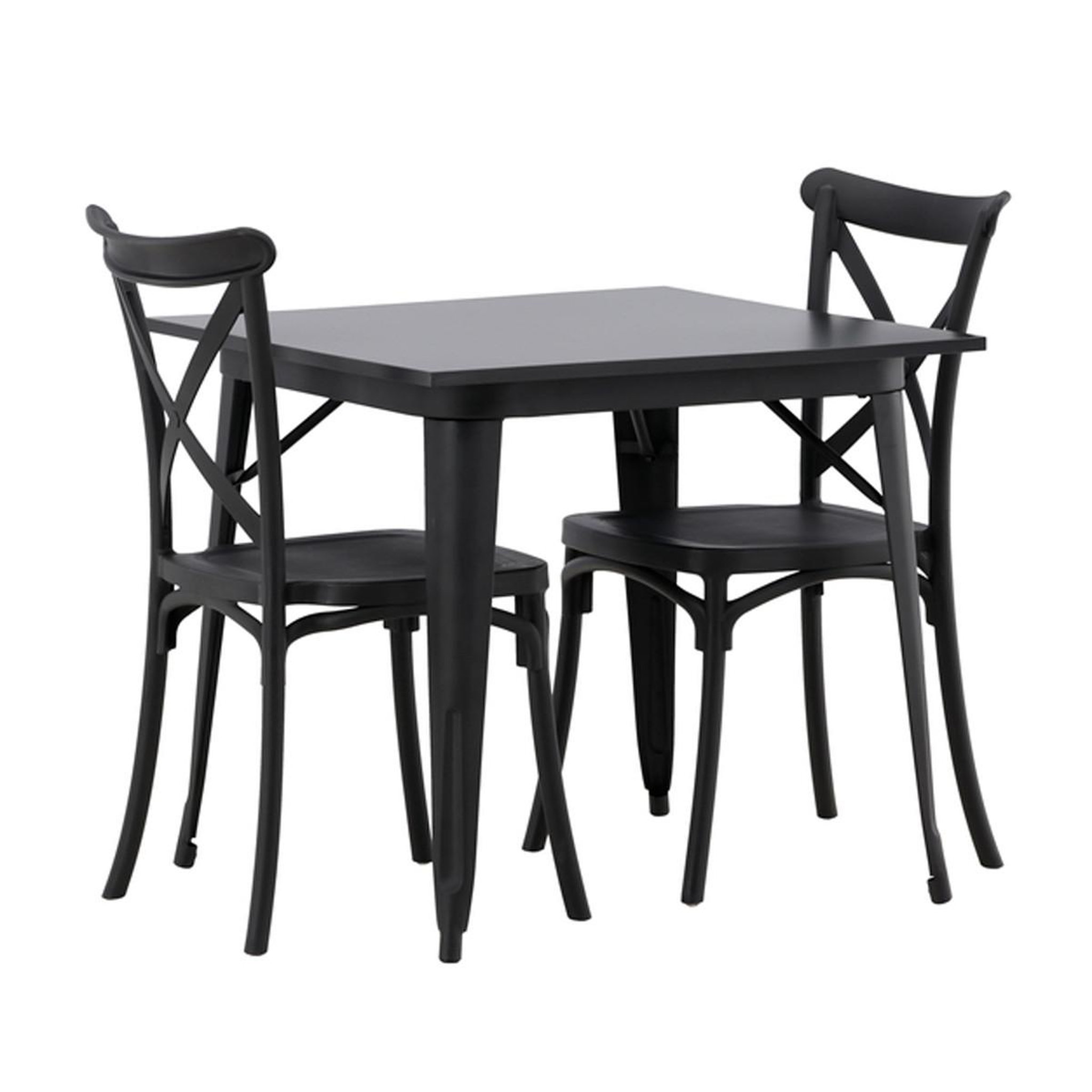 Paris Prix Ensemble table à manger & 2 chaises  tempe & crossett  80cm noir