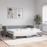 VIDAXL Lit de jour avec gigogne sans matelas gris clair 80x200 cm