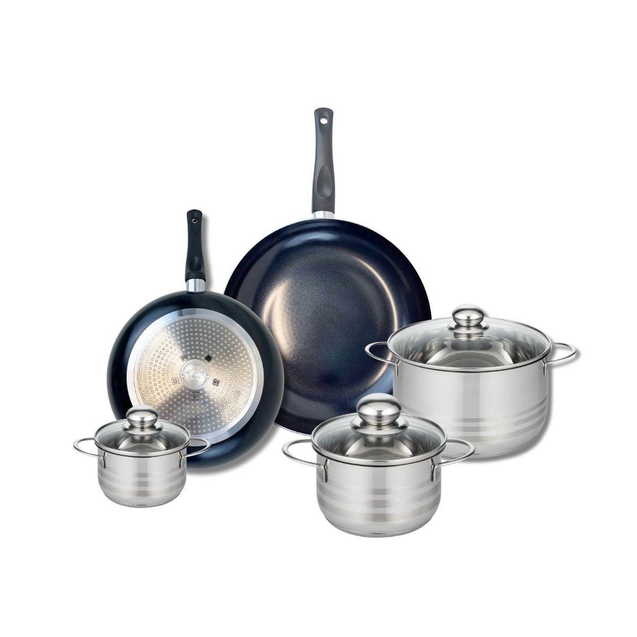 ELO Ensemble de 2 poêles de cuisson 24 et 28 cm et 3 faitouts 12, 16 et 20 cm elo prima brillant