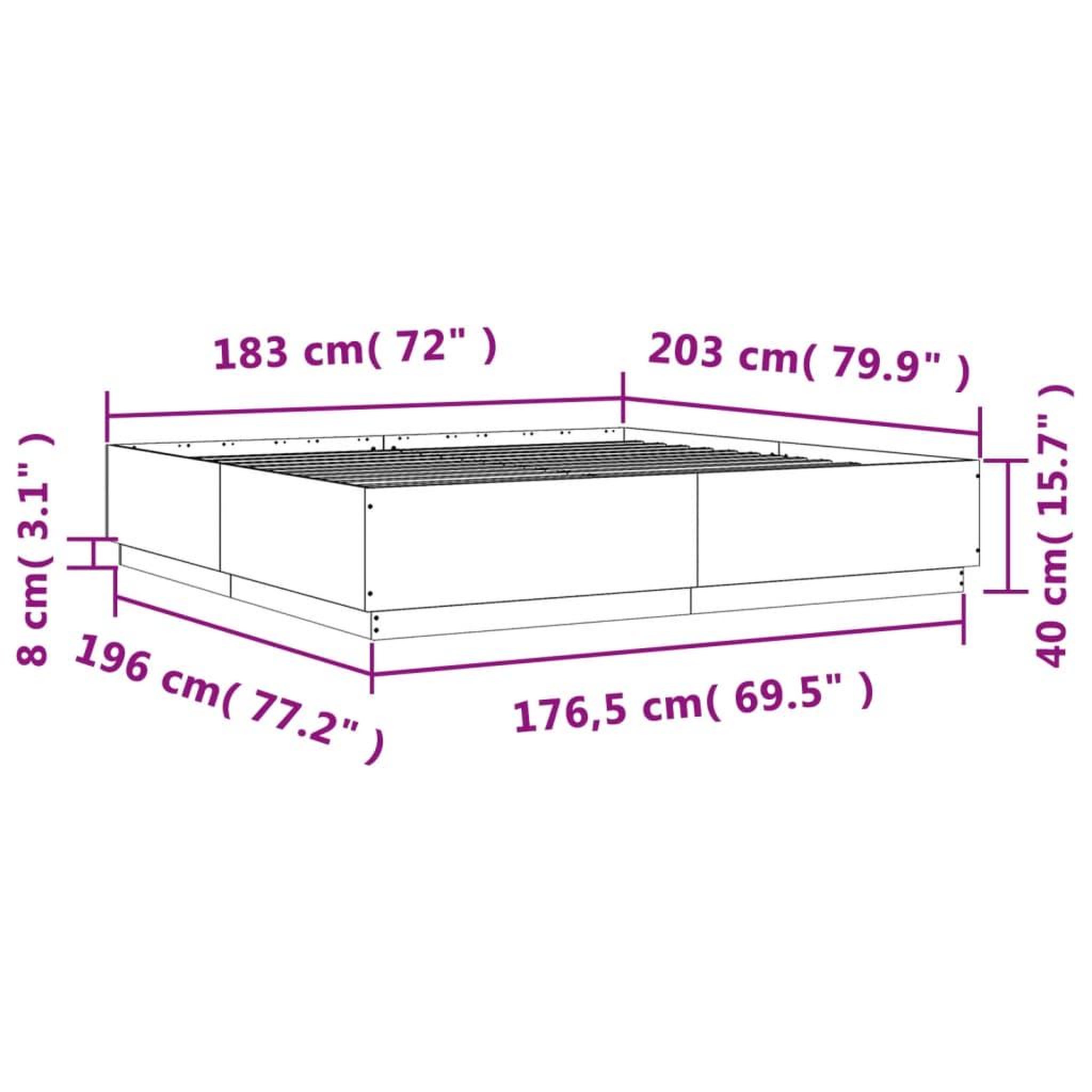 Voir la diapositive 6 : VIDAXL Cadre de lit sans matelas sonoma gris 180x200 cm