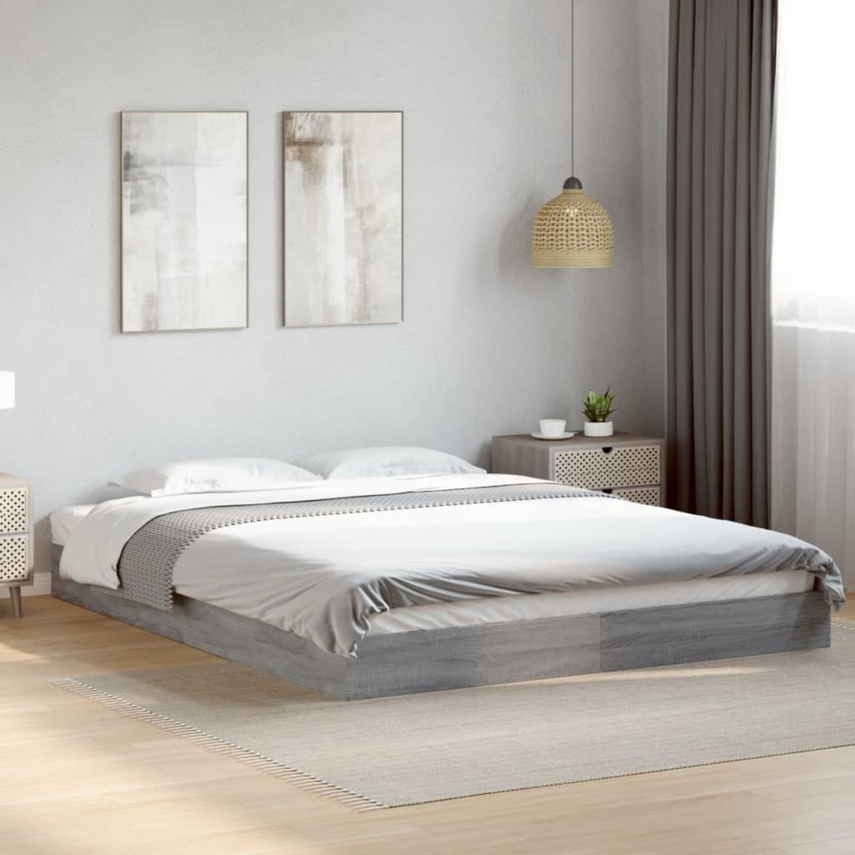 VIDAXL Cadre de lit sans matelas sonoma gris 160x200cm bois ingenierie