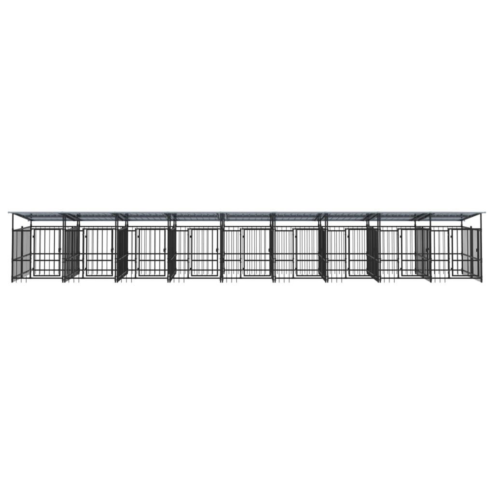 Voir la diapositive 3 : VIDAXL Chenil d'exterieur avec toit pour chiens Acier 16,89 m²
