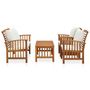 Voir la diapositive 2 : VIDAXL Salon de jardin 4 pcs avec coussins Bois d'acacia solide
