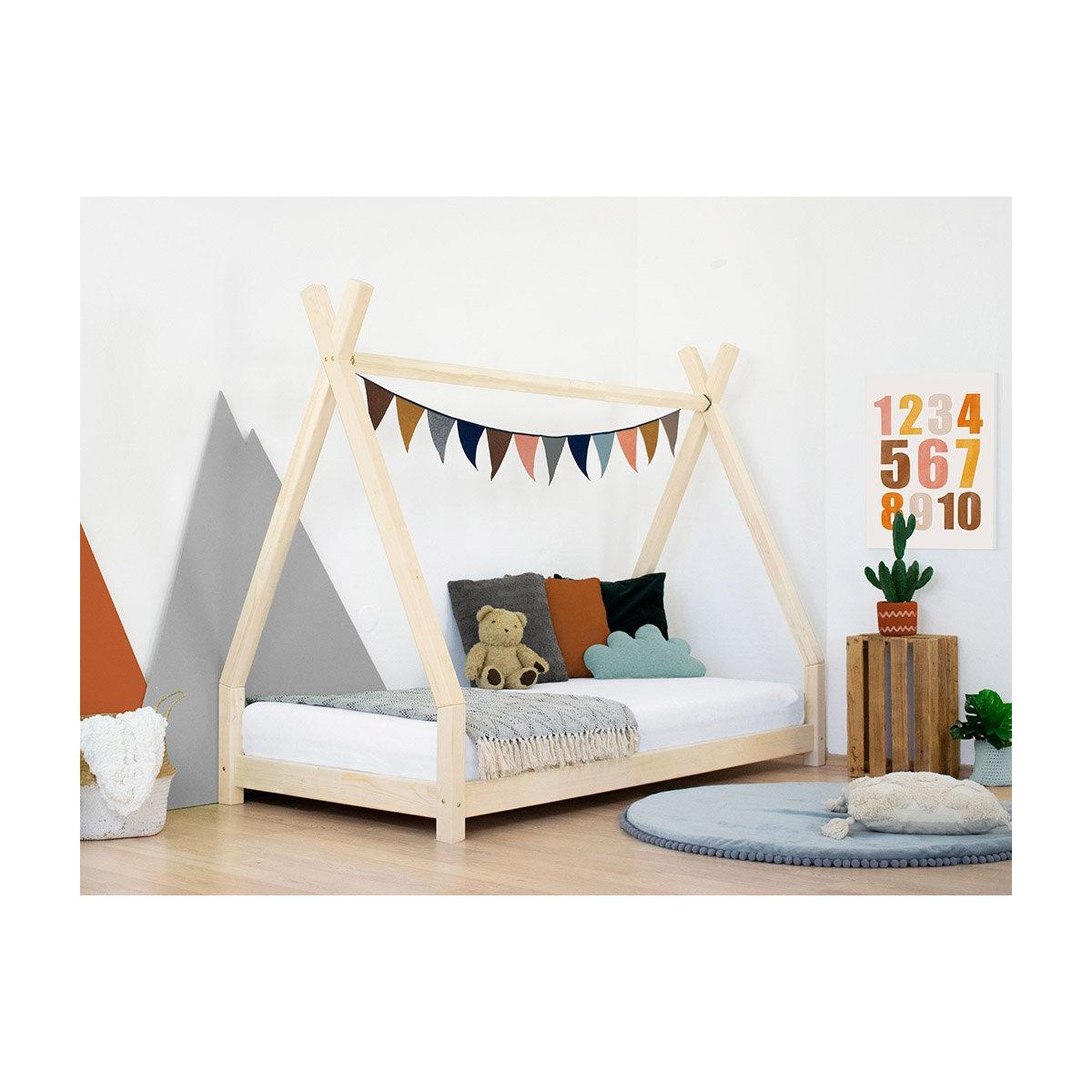 Voir la diapositive 2 : BENLEMI Lit simple en bois NAKANA tipi 80x160cm