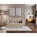 BEST MOBILIER Isana - canapé 2 places convertible déplimousse avec accoudoirs incurvés en tissu. Coloris disponibles : Beige, Orange, Marron, Bleu