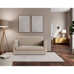 BEST MOBILIER Isana - canapé 2 places convertible déplimousse avec accoudoirs incurvés en tissu. Coloris disponibles : Bleu, Marron, Orange, Beige