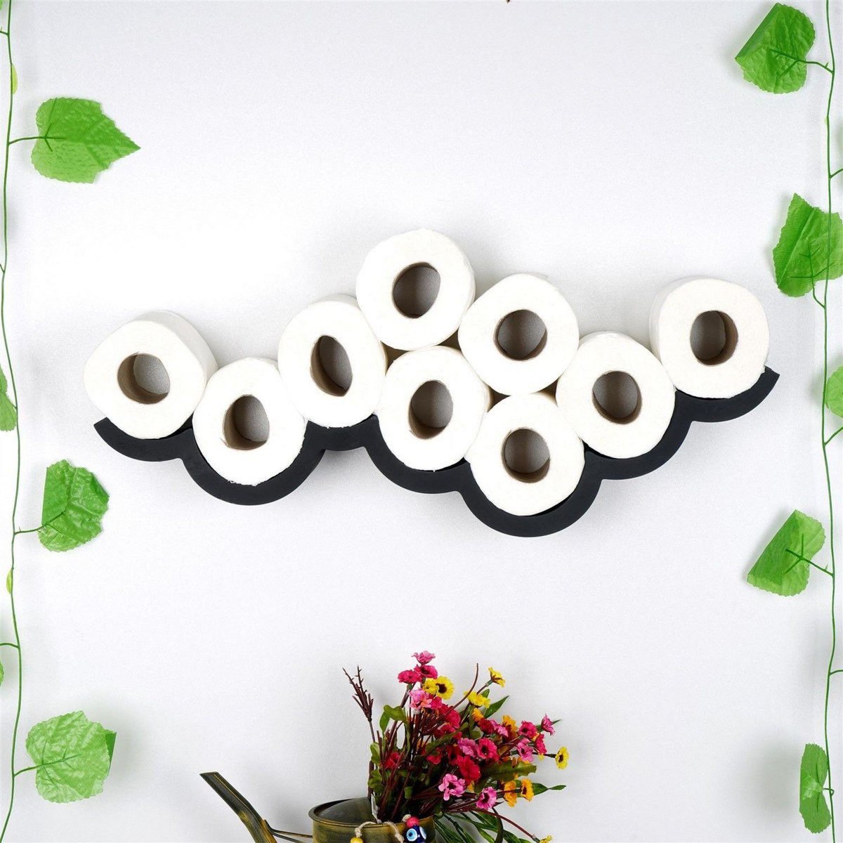 TOILINUX Etagère nuage pour WC en bois - Noir