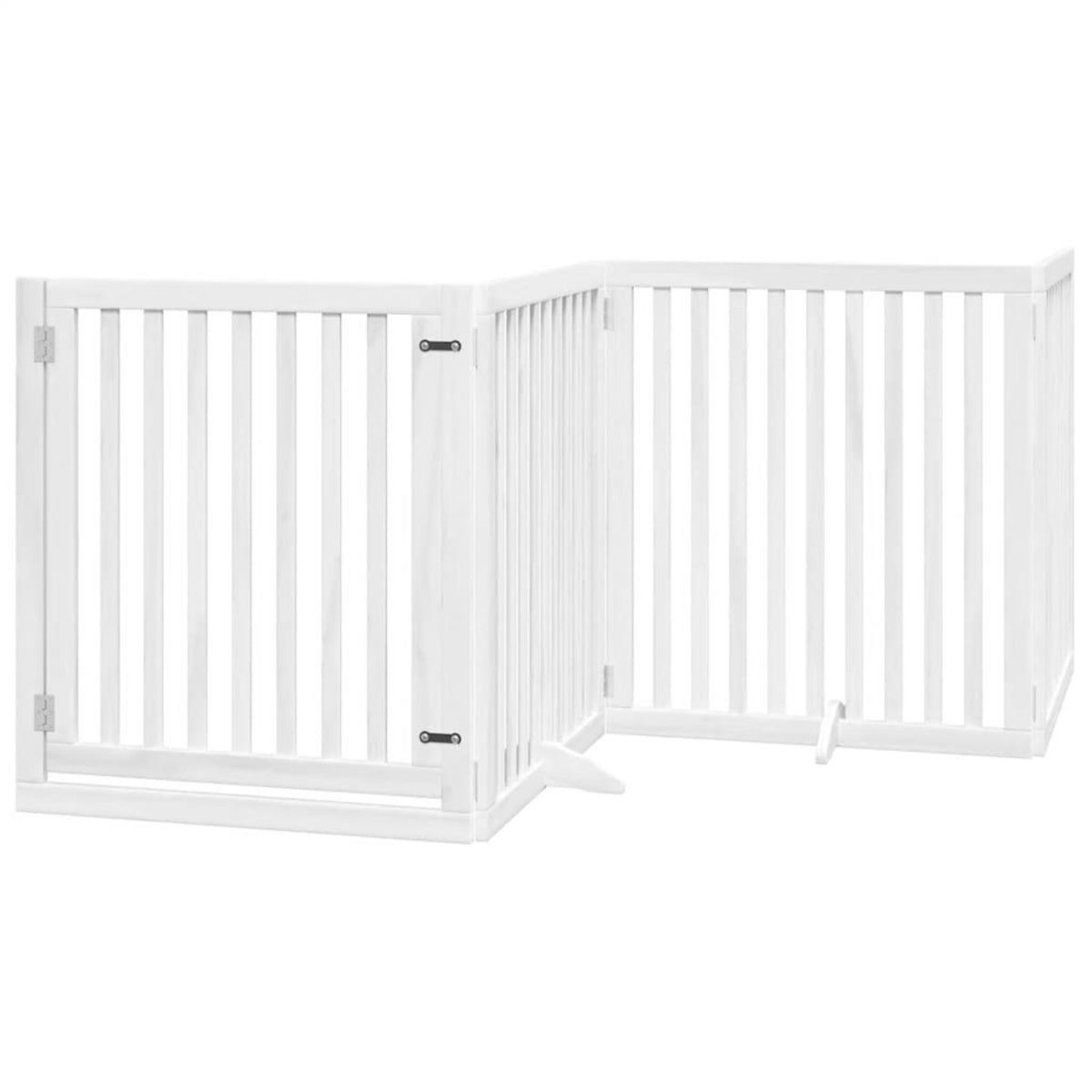 VIDAXL Barriere pour chien porte pliable 6panneaux blanc bois peuplier