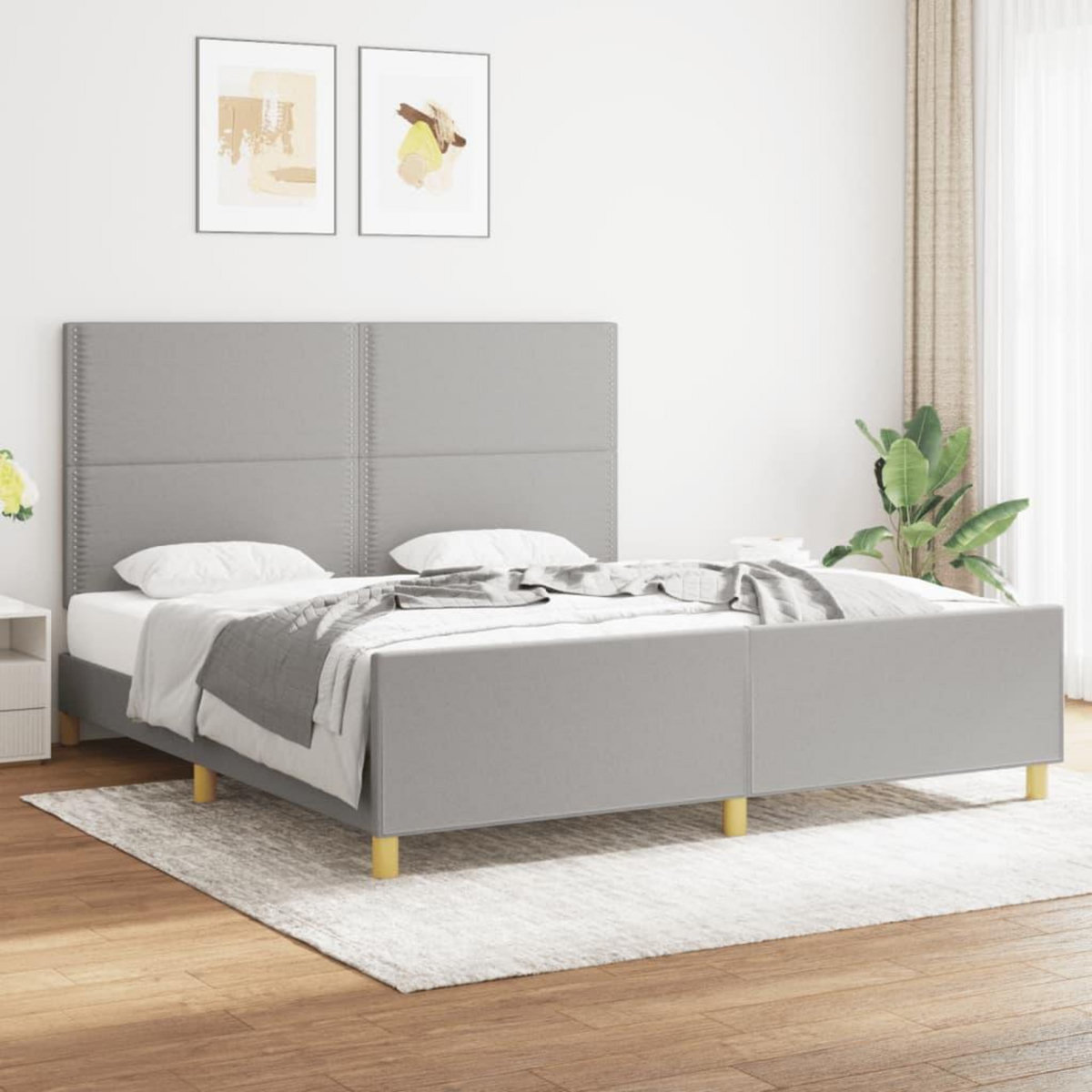 VIDAXL Cadre de lit sans matelas gris clair 180x200 cm tissu