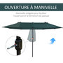 Voir la diapositive 4 : OUTSUNNY Parasol de jardin XXL parasol grande taille 4,6L x 2,7l x 2,4H m ouverture fermeture manivelle acier polyester haute densité vert