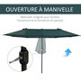 Voir la diapositive 4 : OUTSUNNY Parasol de jardin XXL parasol grande taille 4,6L x 2,7l x 2,4H m ouverture fermeture manivelle acier polyester haute densité vert