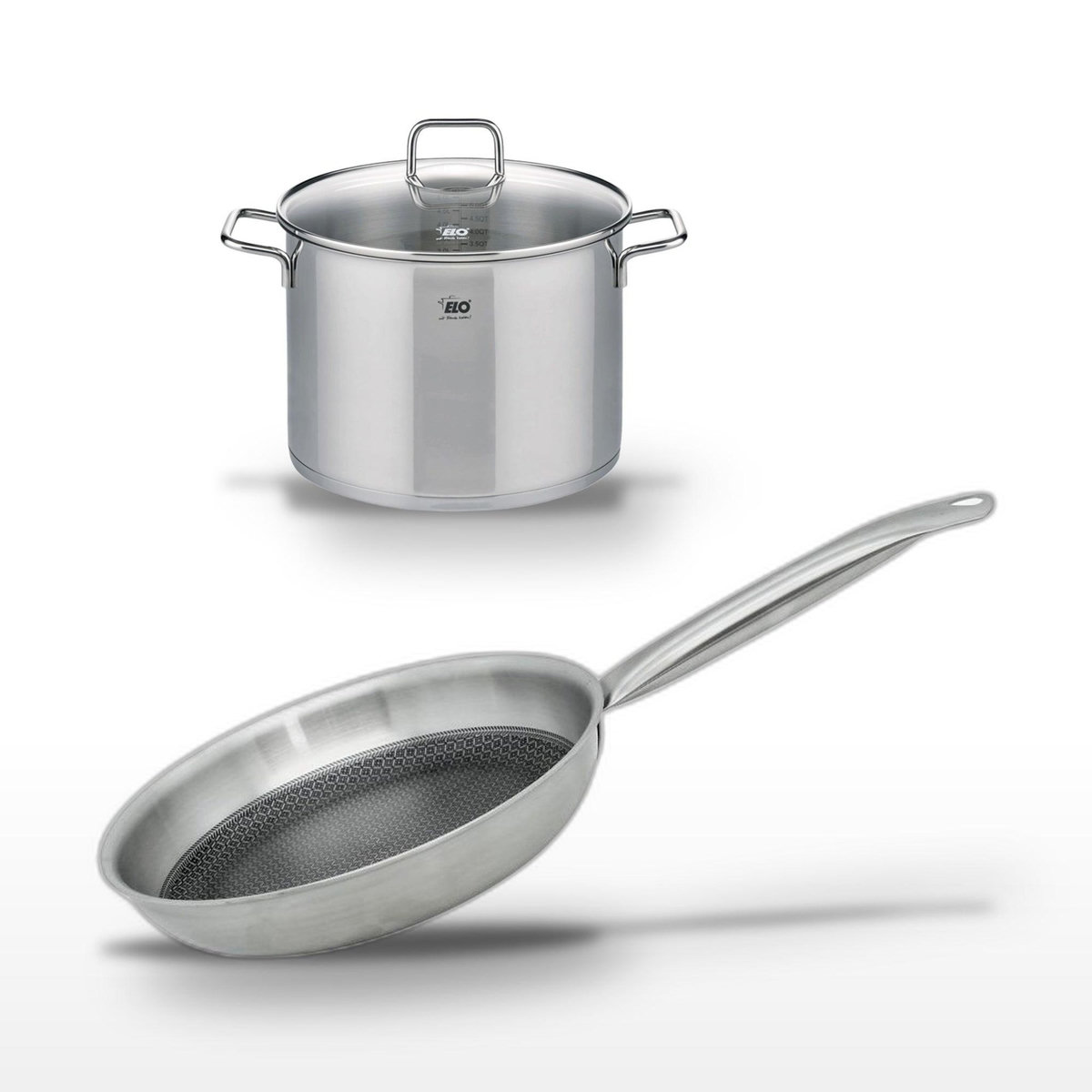 ELO Lot Poêle 24cm et Faitout 26cm Elo Relief Solution