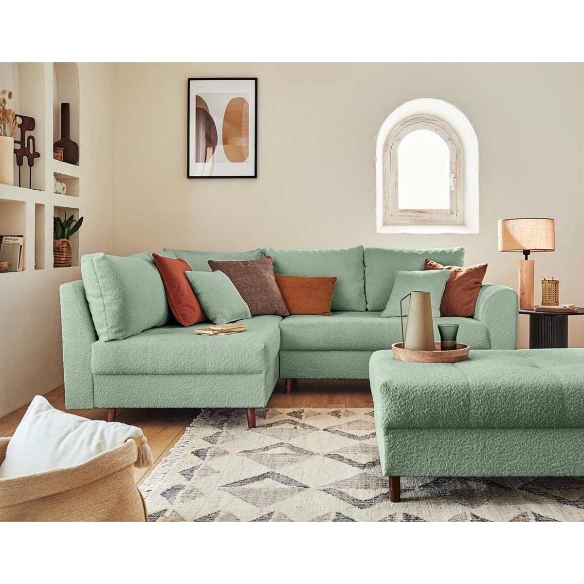 LISA DESIGN Rune - pouf modulable - en tissu bouclette