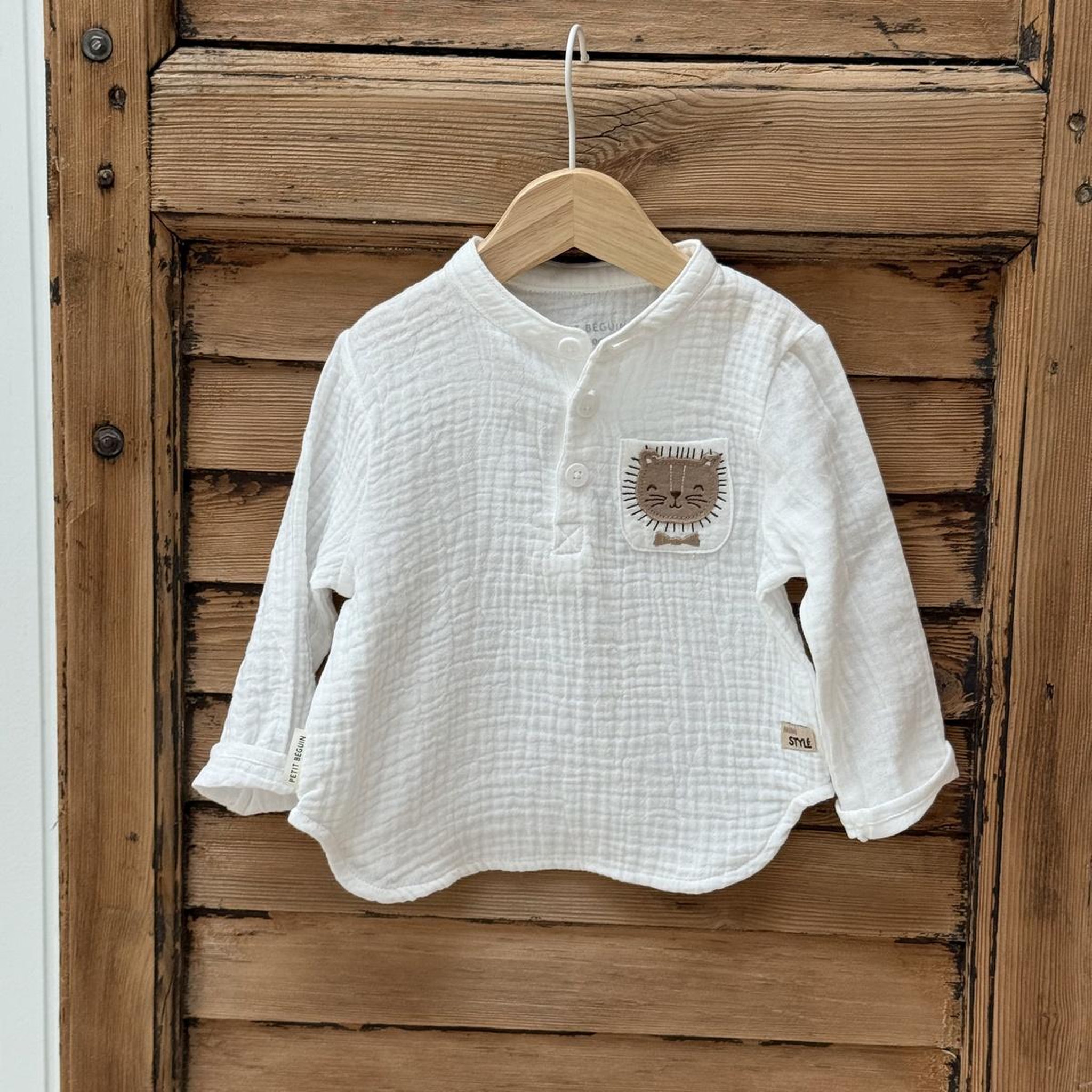 Voir la diapositive 6 : Petit Béguin Chemise enfant en gaze de coton Auguste