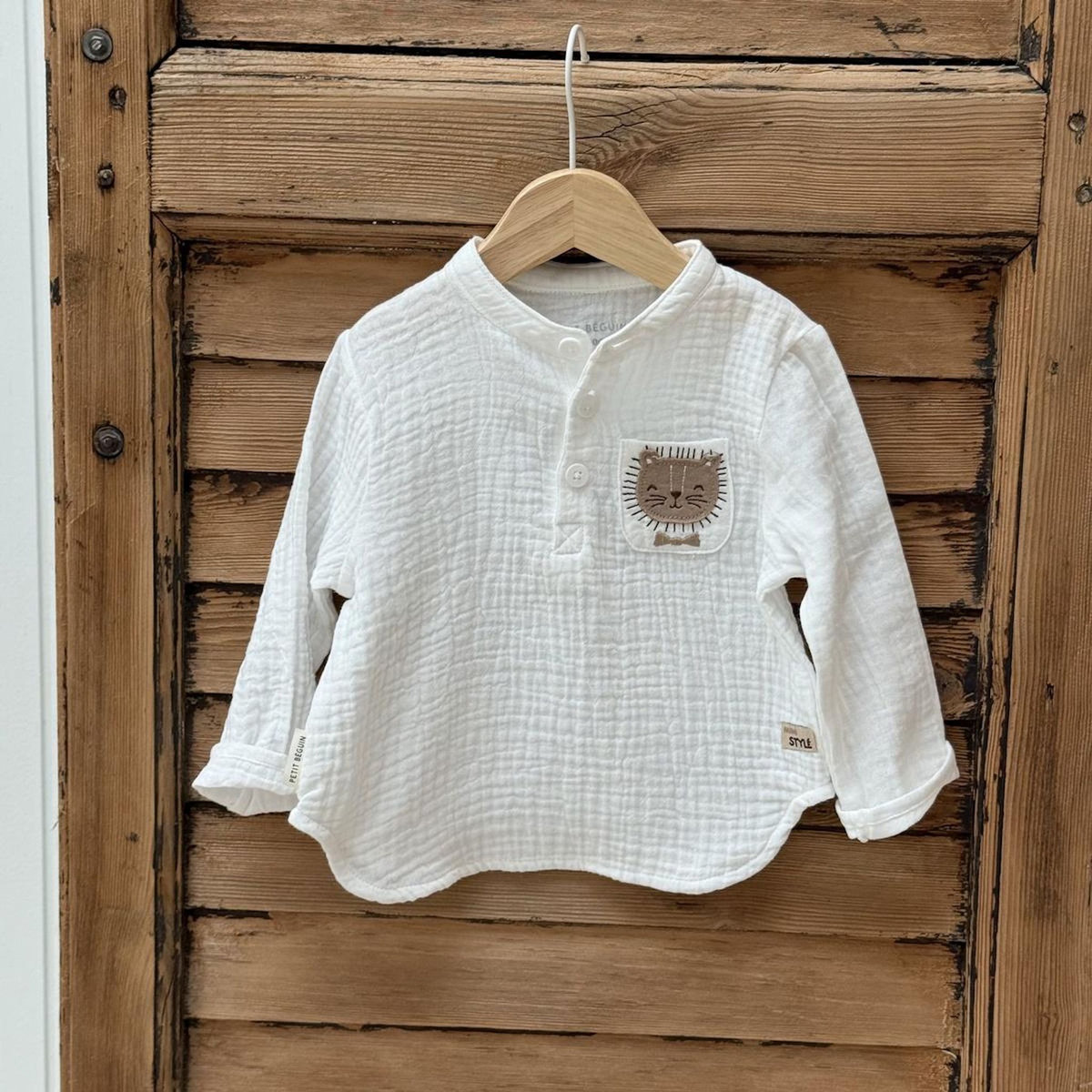 Petit Béguin Chemise enfant en gaze de coton Auguste
