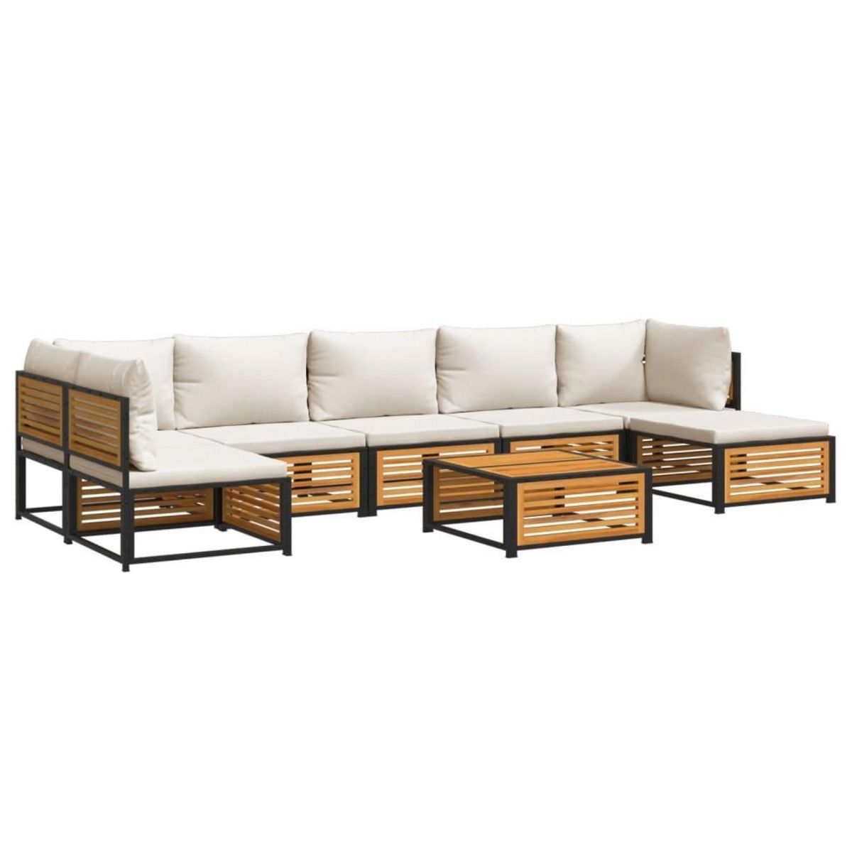 VIDAXL Salon de jardin avec coussins 8 pcs bois massif d'acacia