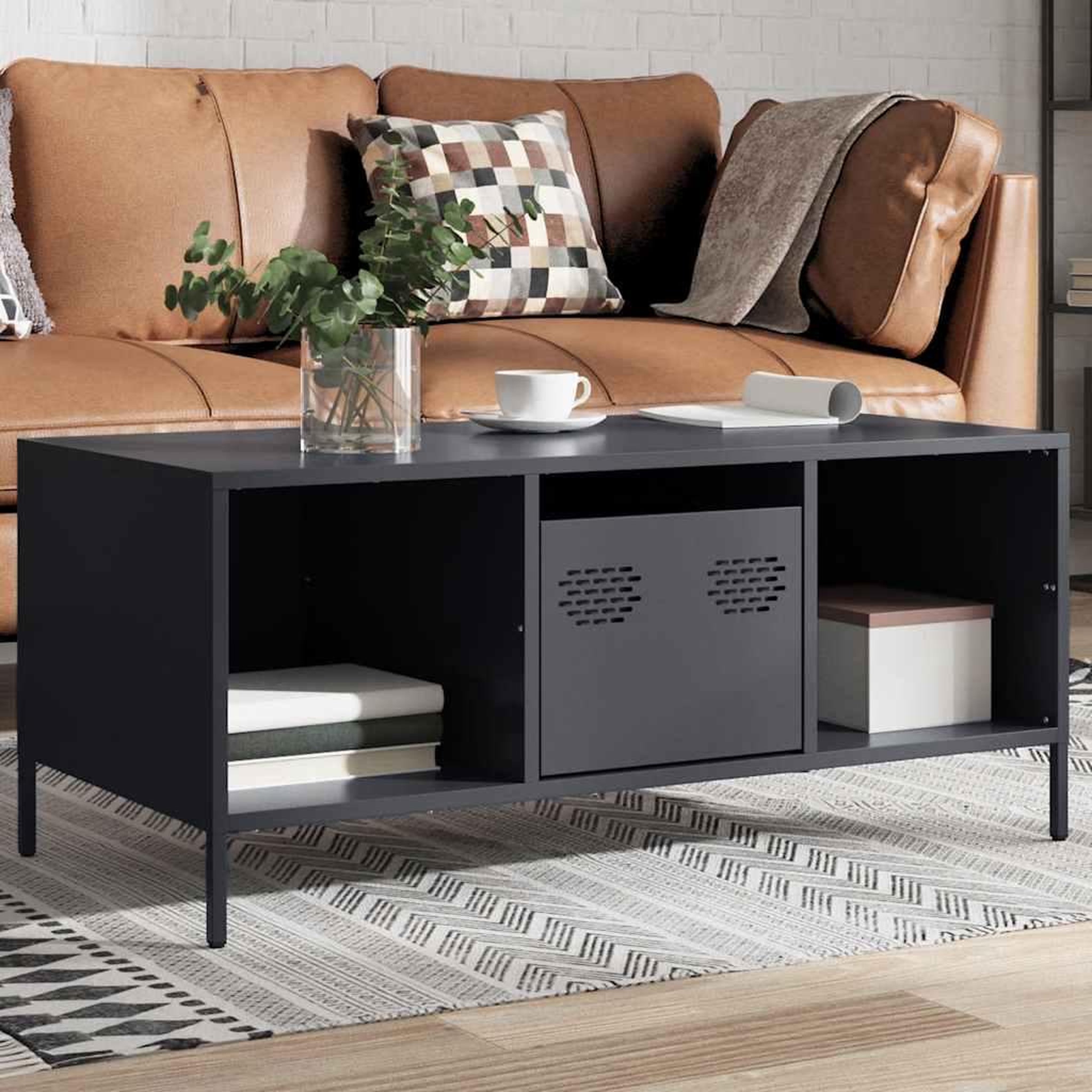 VIDAXL Table basse anthracite 101,5x50x43,5 cm acier lamine a froid