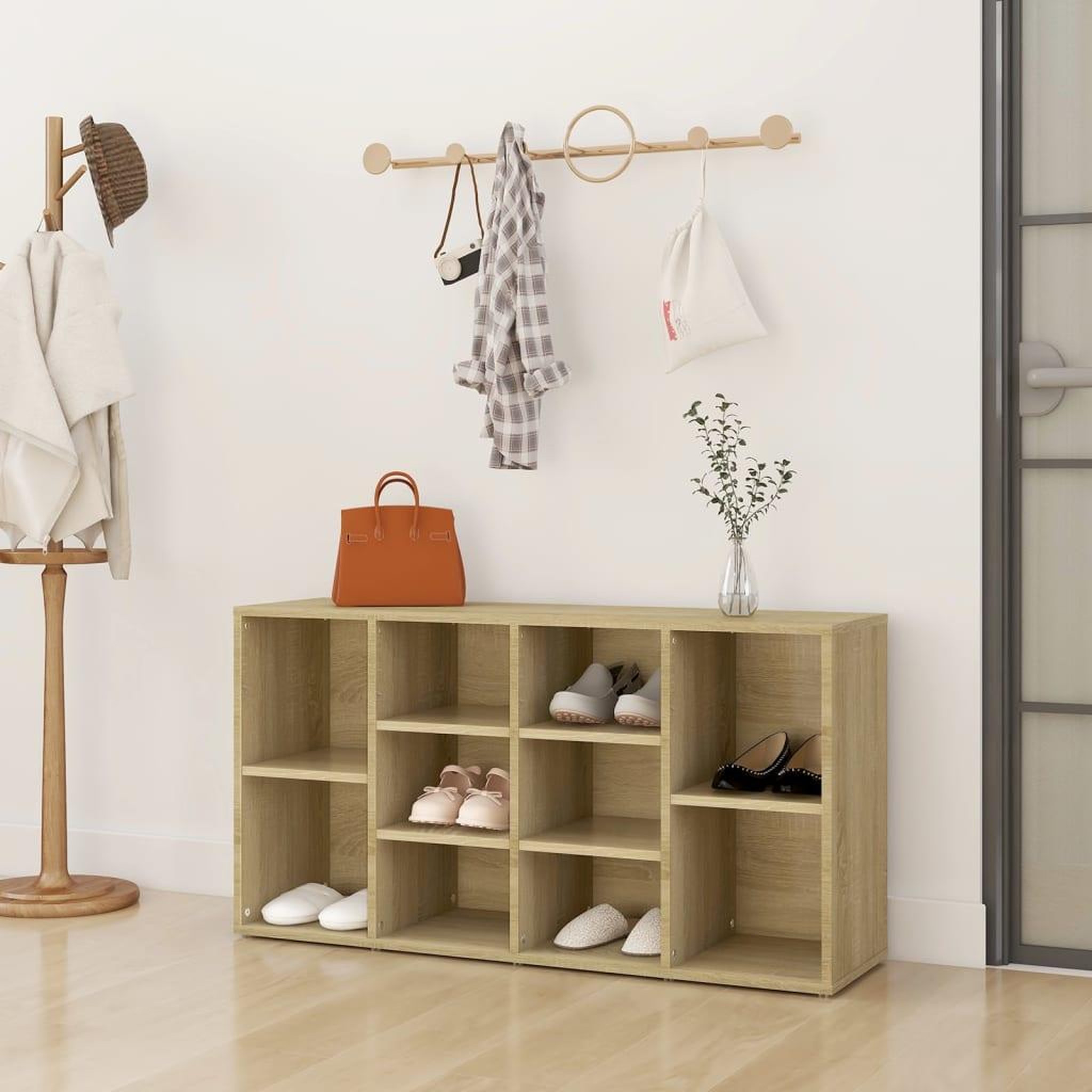 Voir la diapositive 1 : VIDAXL Banc a chaussures Chene sonoma 103x30x54,5 cm Bois d'ingenierie