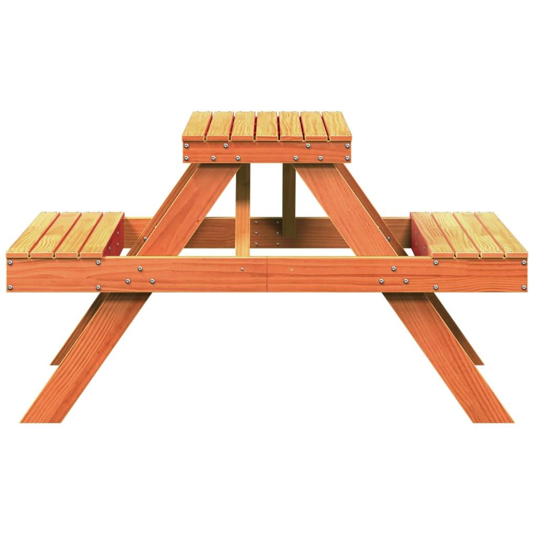 Voir la diapositive 5 : VIDAXL Table de pique-nique cire marron 105x134x75 cm bois massif pin