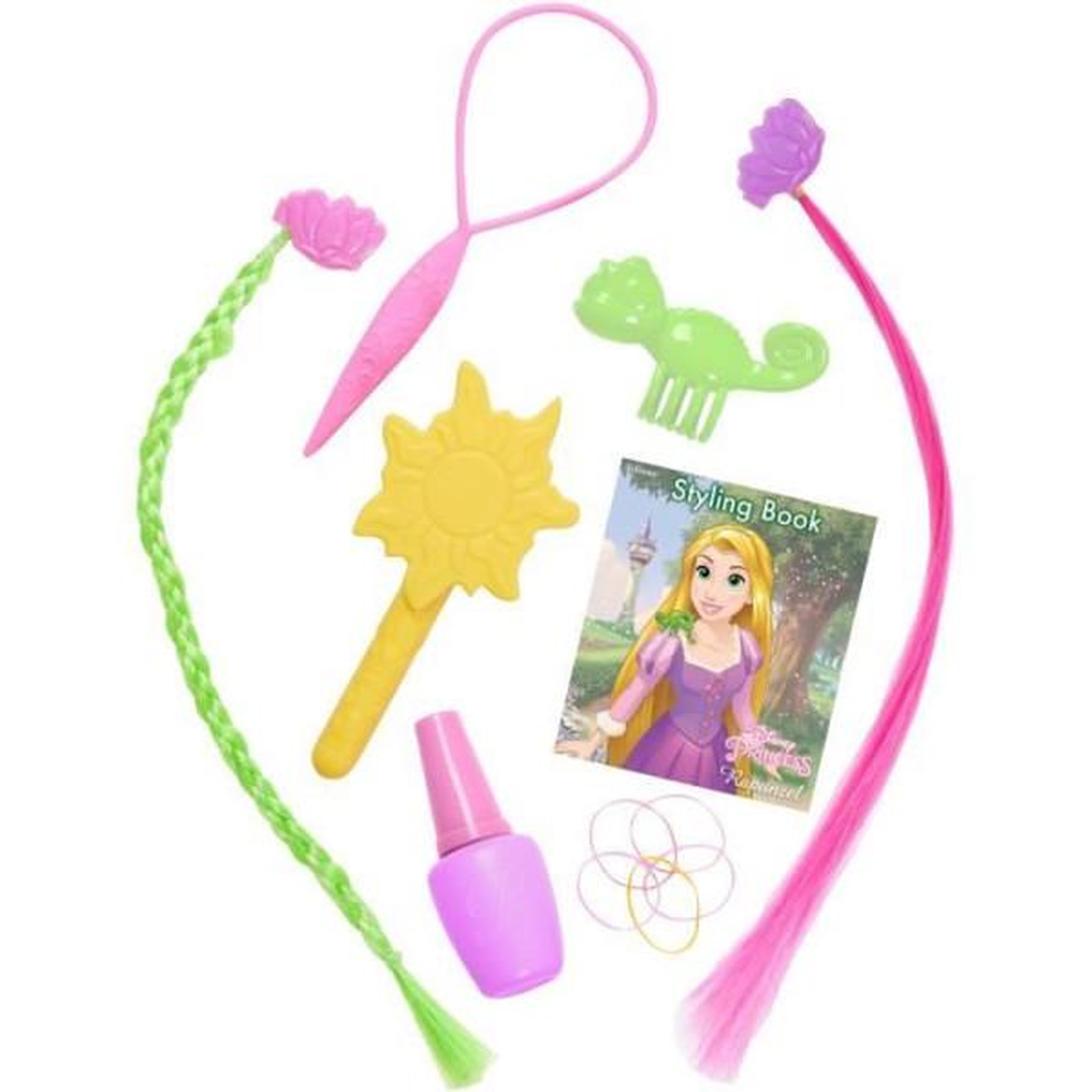 Voir la diapositive 2 : MARKET24 Tete a coiffer - disney - raiponce deluxe - 12 accessoires - faux flacon de vernis - guide coiffure