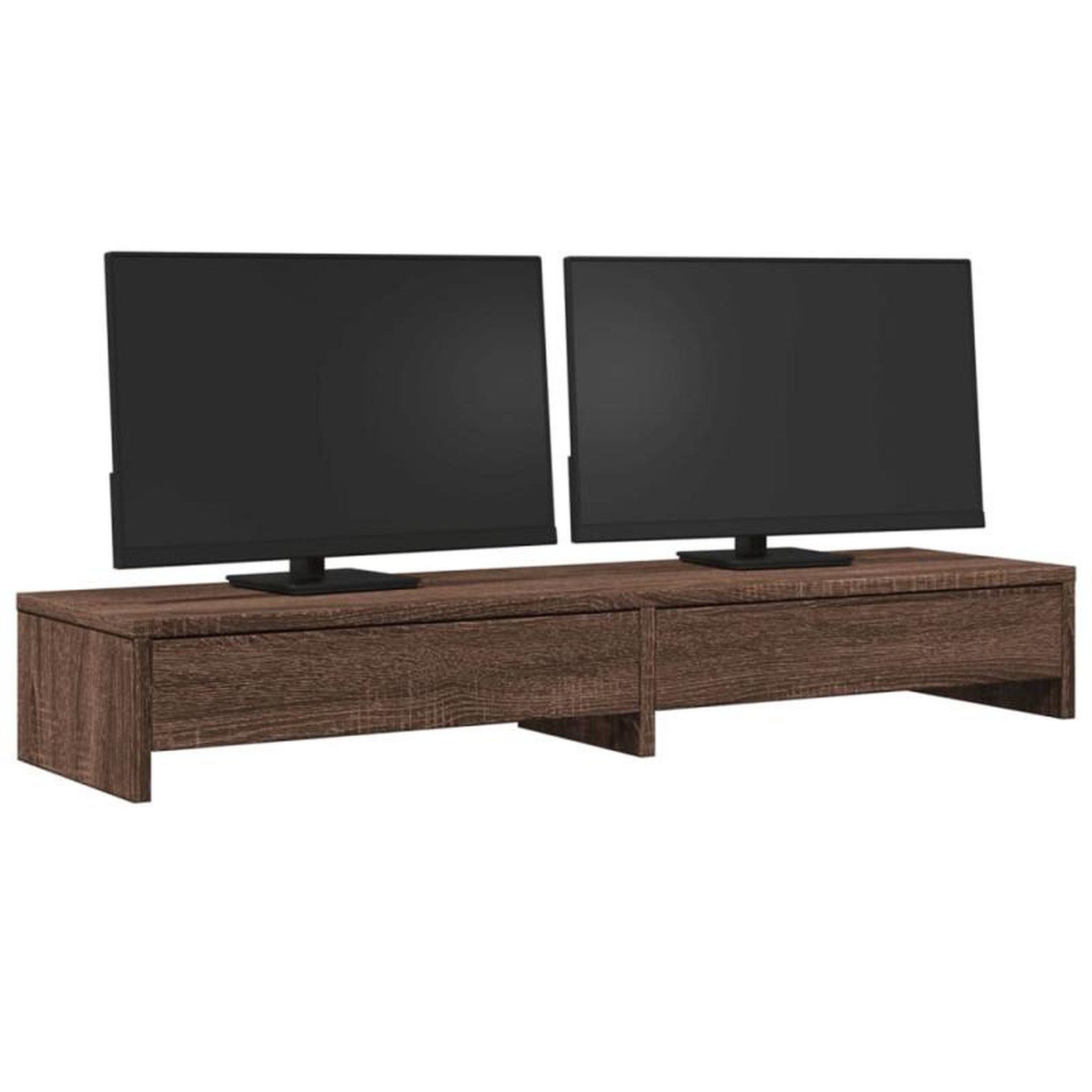 Voir la diapositive 3 : VIDAXL Support de moniteur avec tiroirs chêne marron bois d ingénierie