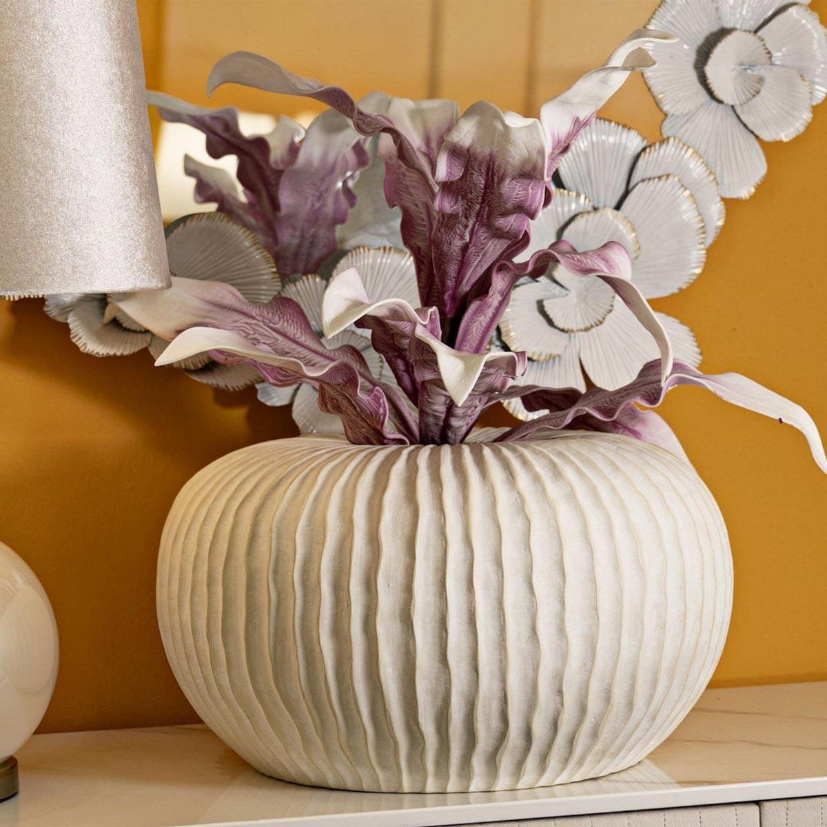 Paris Prix Vase Design Rainuré  Icicle  40cm Crème