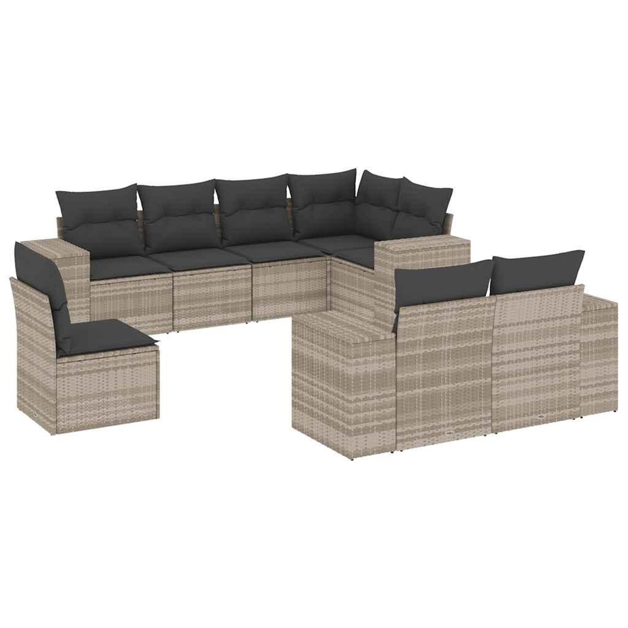 Voir la diapositive 2 : VIDAXL Salon de jardin 8 pcs avec coussins gris clair resine tressee