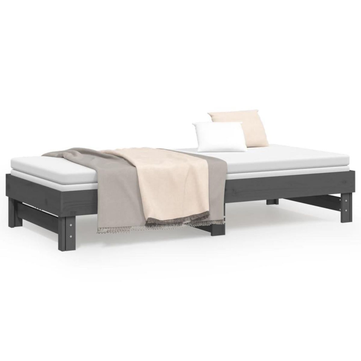 VIDAXL Lit coulissant sans matelas gris 2x(100x200) cm