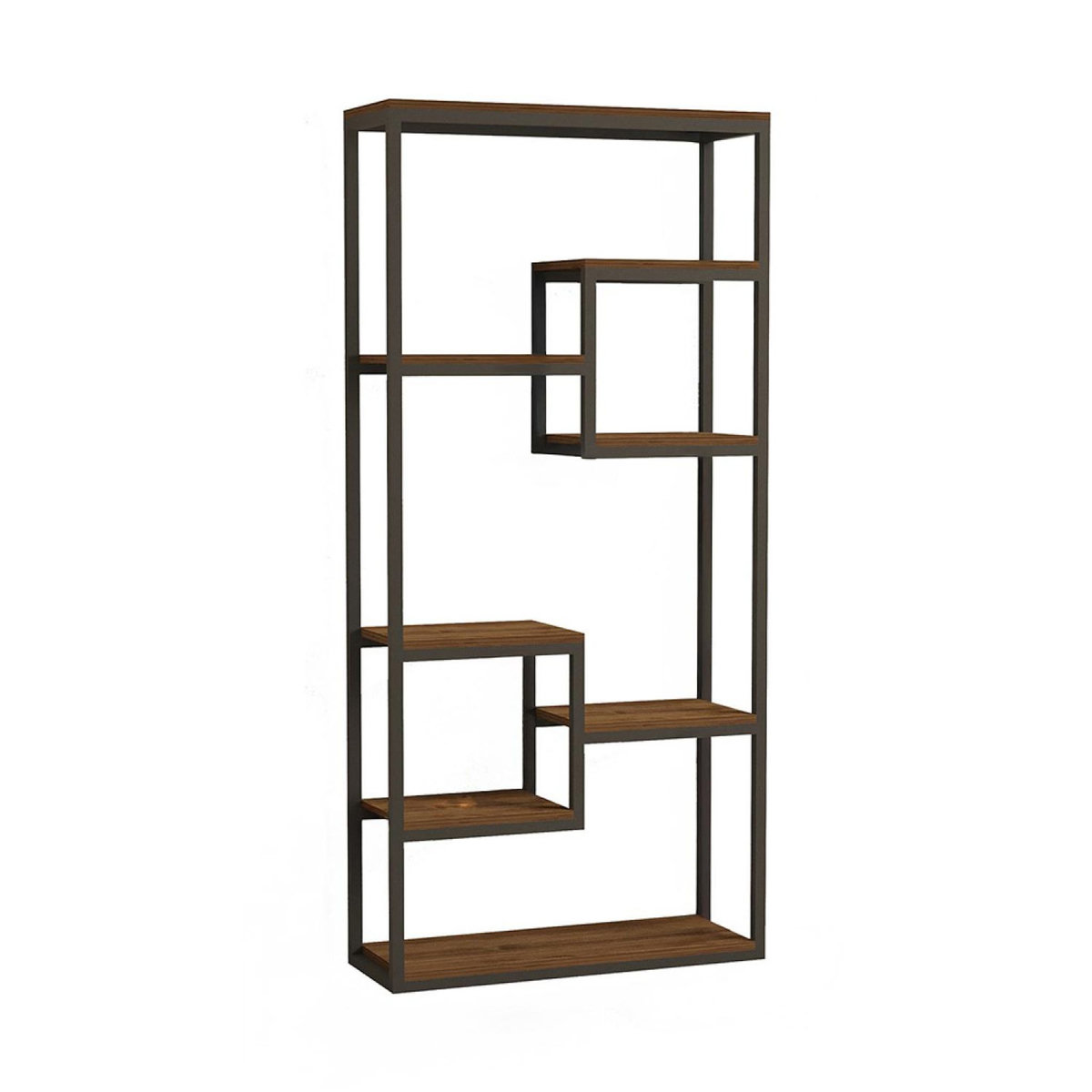 CONCEPT USINE Étagère haute style industriel noyer et noir - 182 cm LOPA