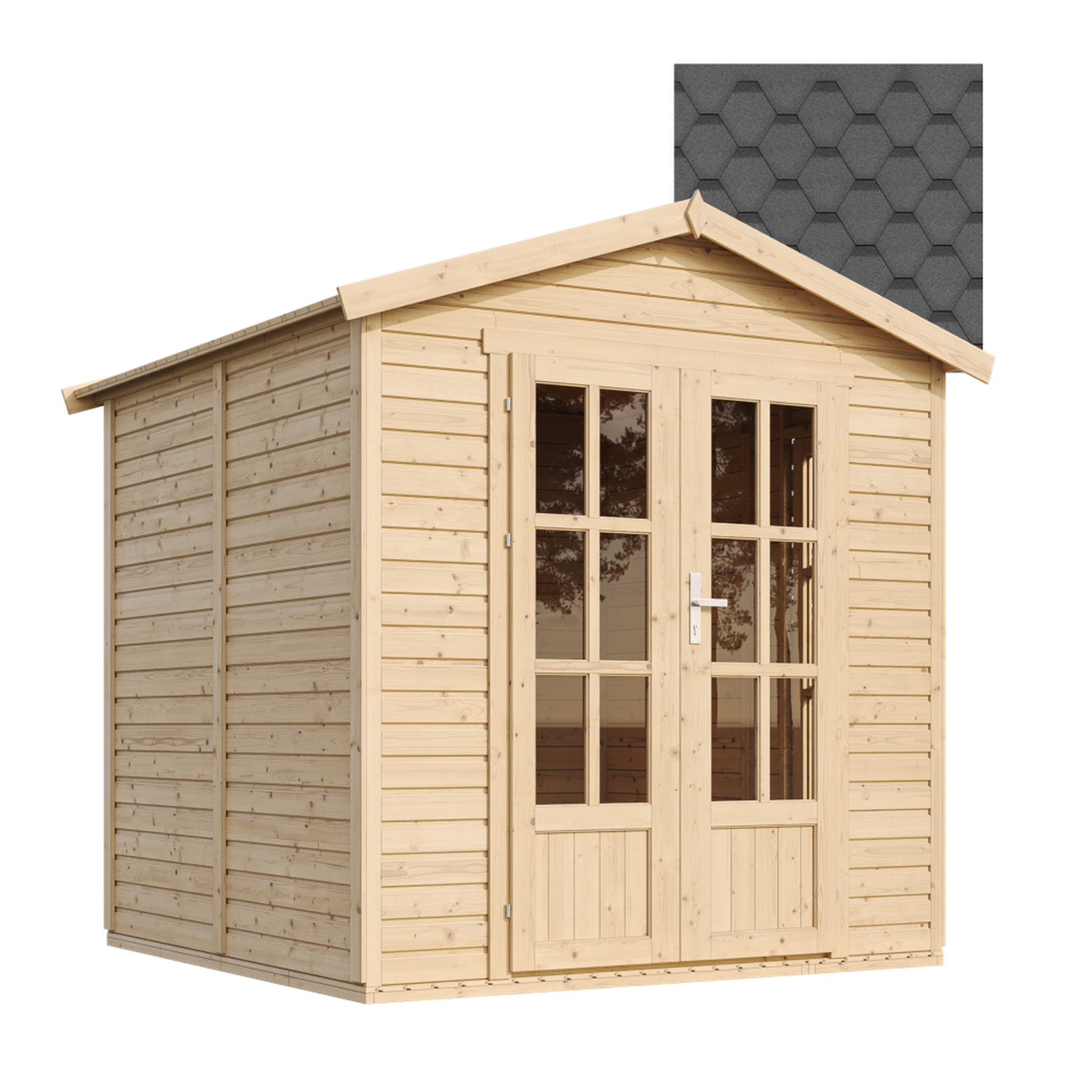 TIMBELA Cabane en bois avec plancher, avec bardeaux bitumineux couleur, Atelier, Studio M351FB+H351FBBLACK. Coloris disponibles : Rouge, Gris, Marron, Vert, Noir
