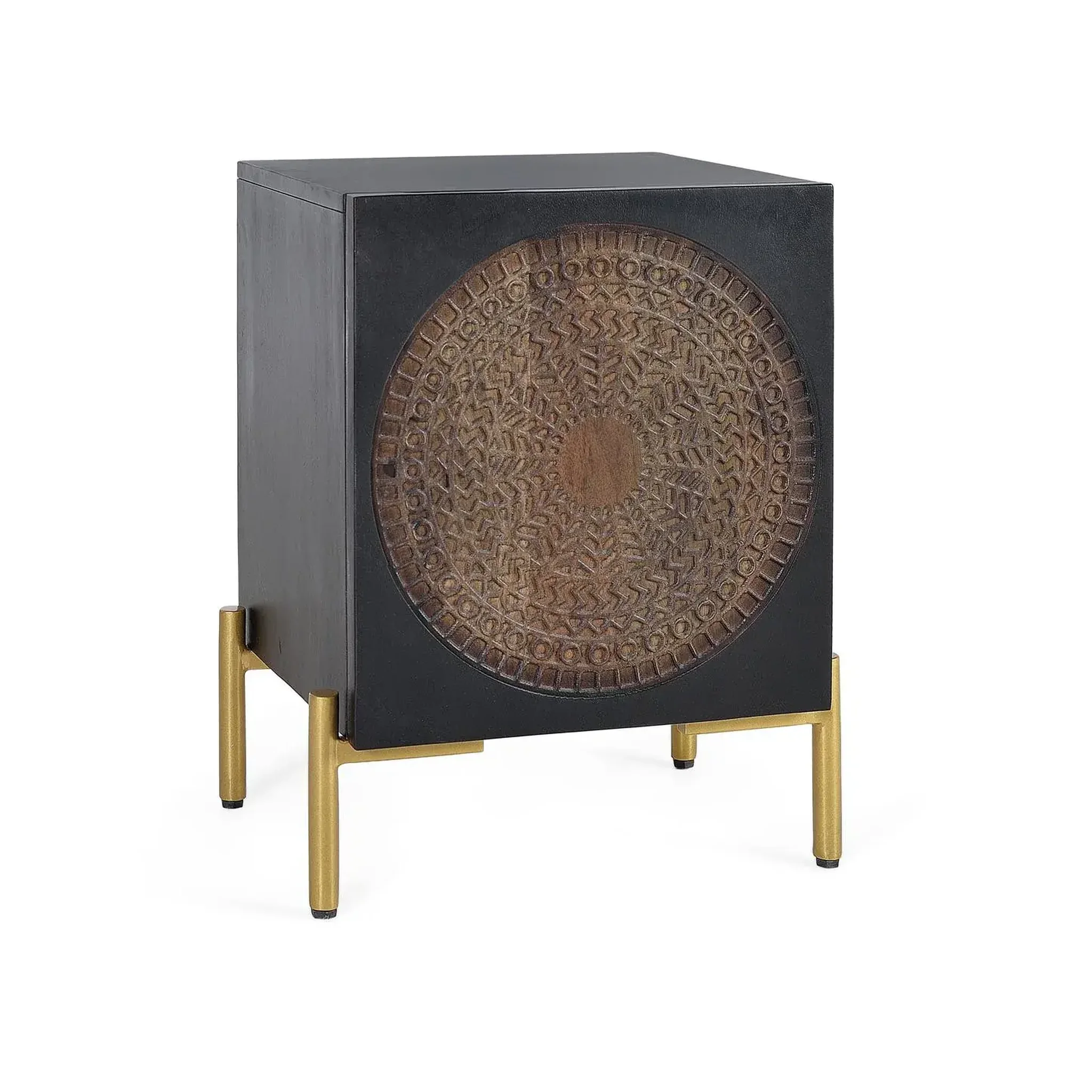Voir la diapositive 3 : GINER Y COLOMER SL Table de chevet en bois de manguier 43 cm style rustique ethnique