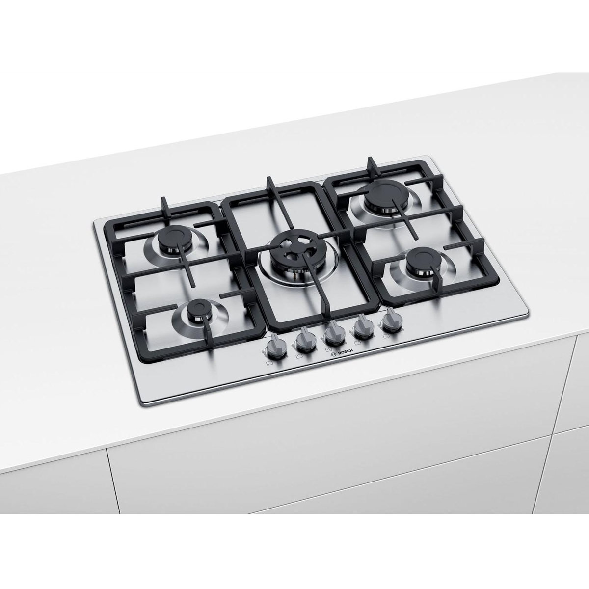 BOSCH Table de cuisson gaz 75cm 5 feux inox - pgq7b5b90