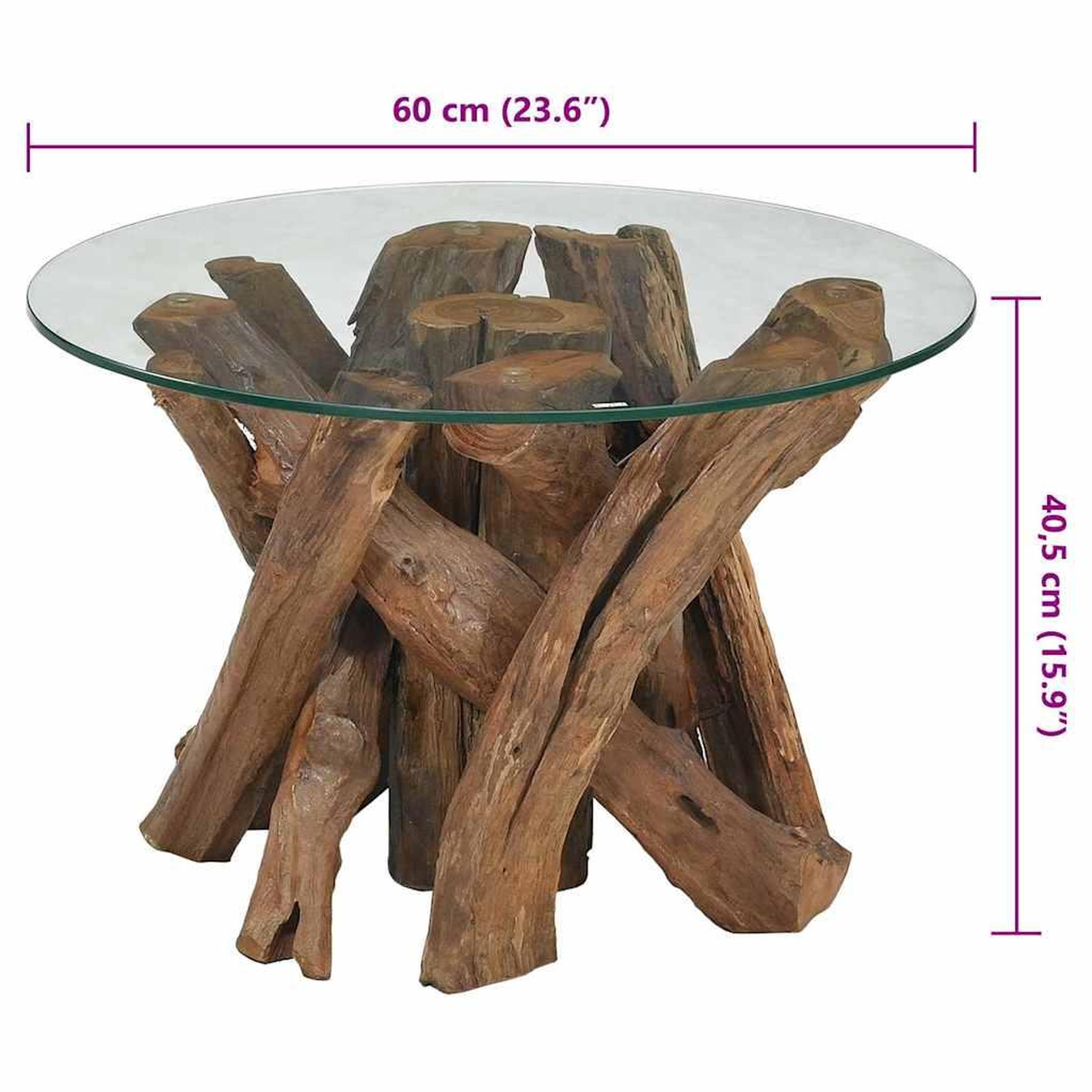 Voir la diapositive 6 : VIDAXL Table basse Bois flottant de teck massif 60 cm