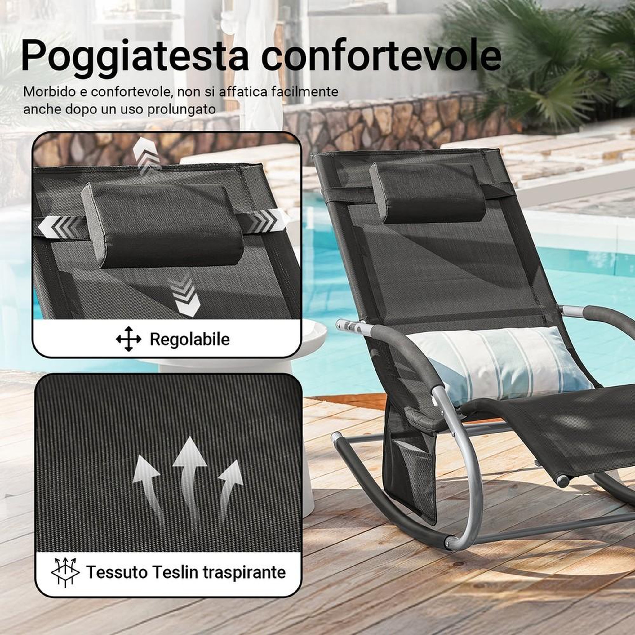 Voir la diapositive 5 : SOBUY SoBuy - Lot de 2 chaises à bascule pour jardin - Moderne - OGS28X2