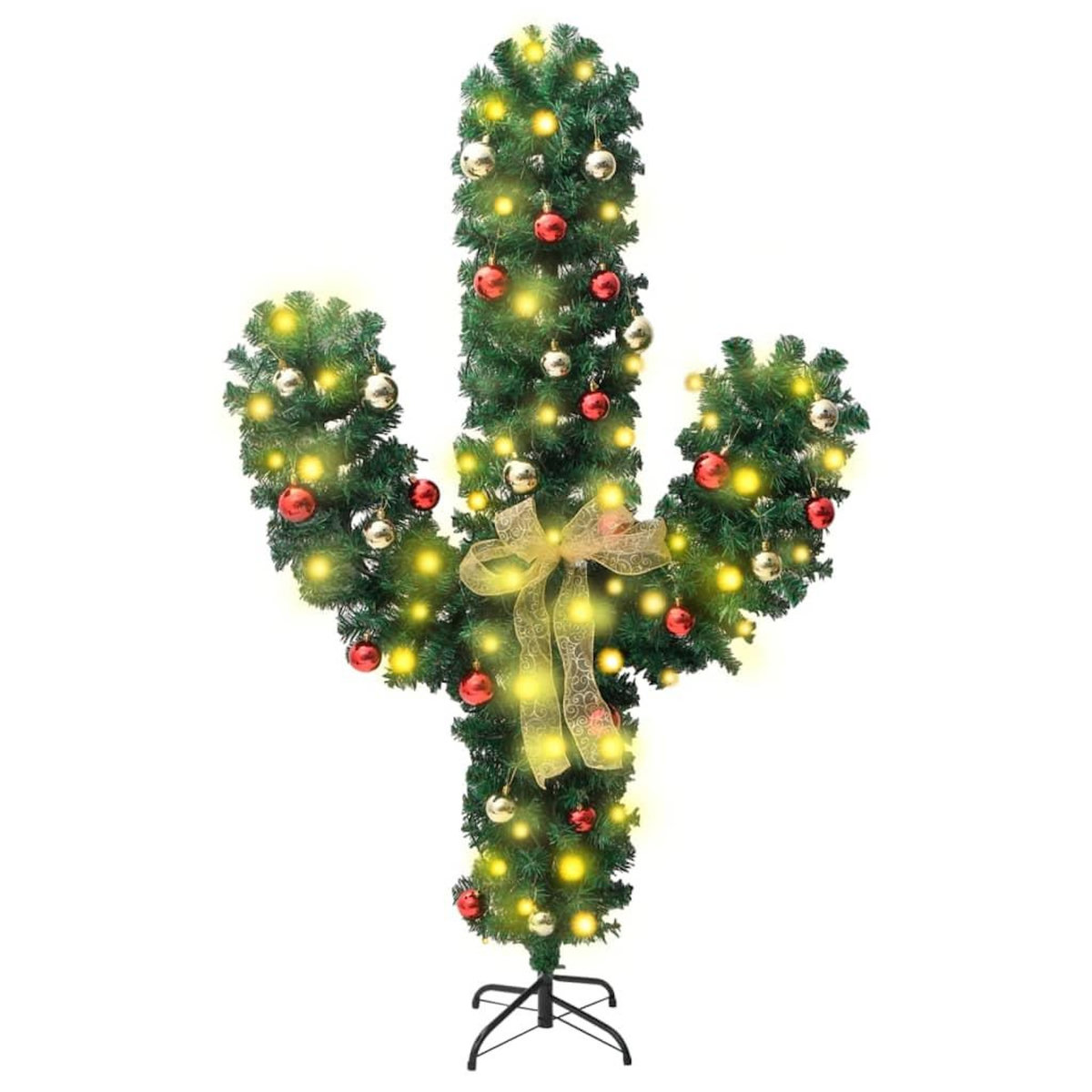 VIDAXL Cactus de Noël avec support et LED Vert 180 cm PVC