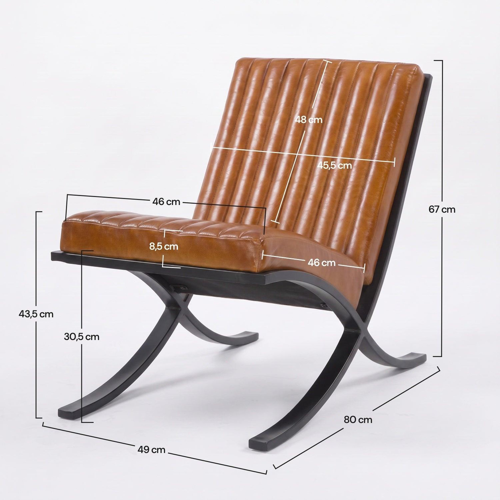 Voir la diapositive 4 : MAISON PAVANE Fauteuil en cuir de buffle marron-gustave
