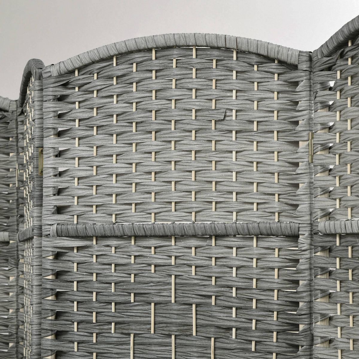 HOMCOM Paravent intérieur 6 panneaux pliables en bois séparateur de pièce style bohème tissé gris