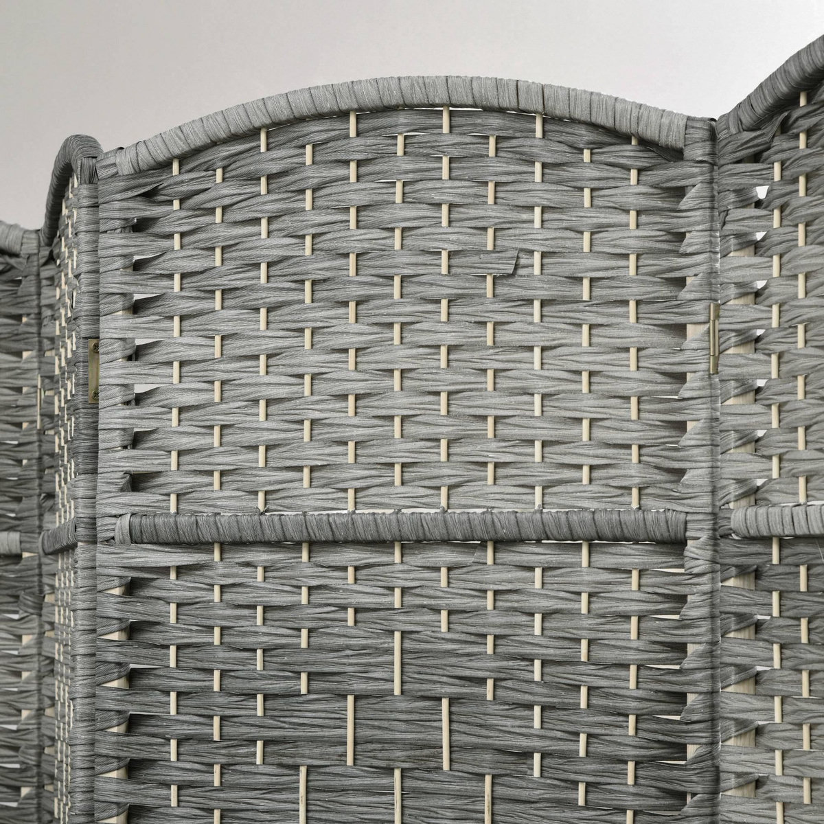 HOMCOM Paravent intérieur 6 panneaux pliables en bois séparateur de pièce style bohème tissé gris