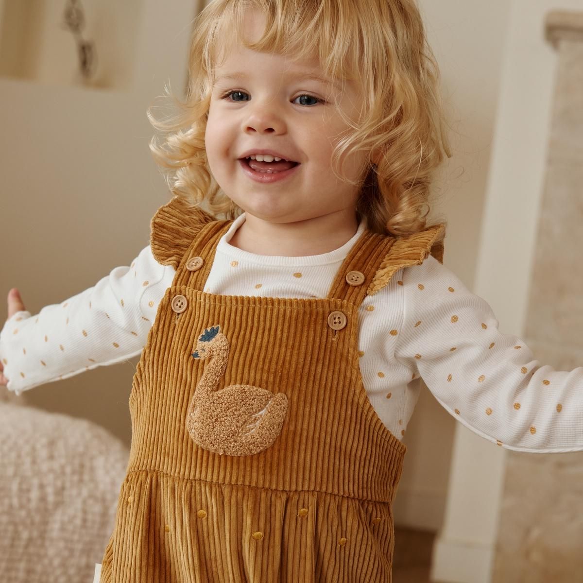 Petit Béguin Salopette bébé en velours côtelé Swan