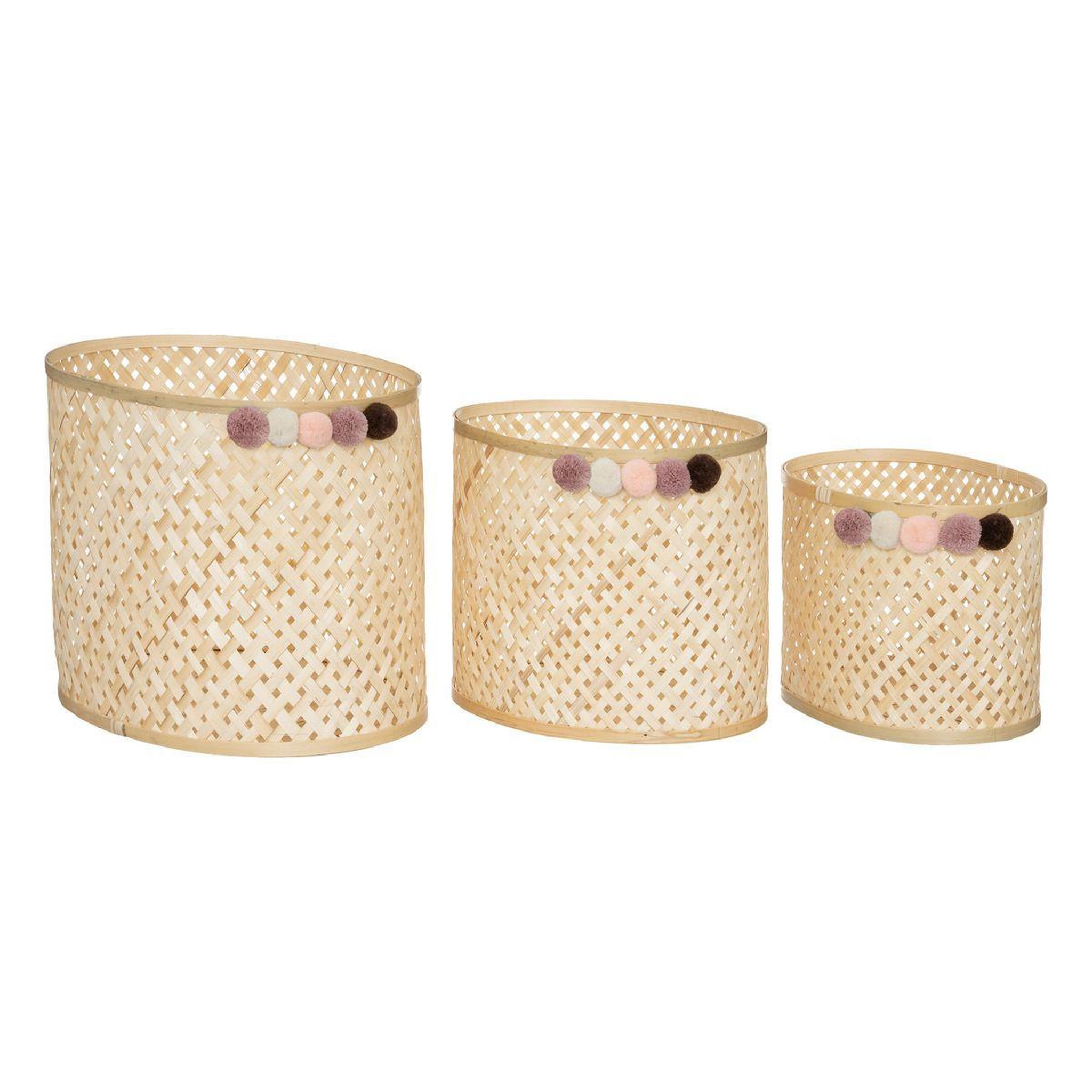 Atmosphera Kids Lot de 3 paniers enfant  campagne  38cm beige