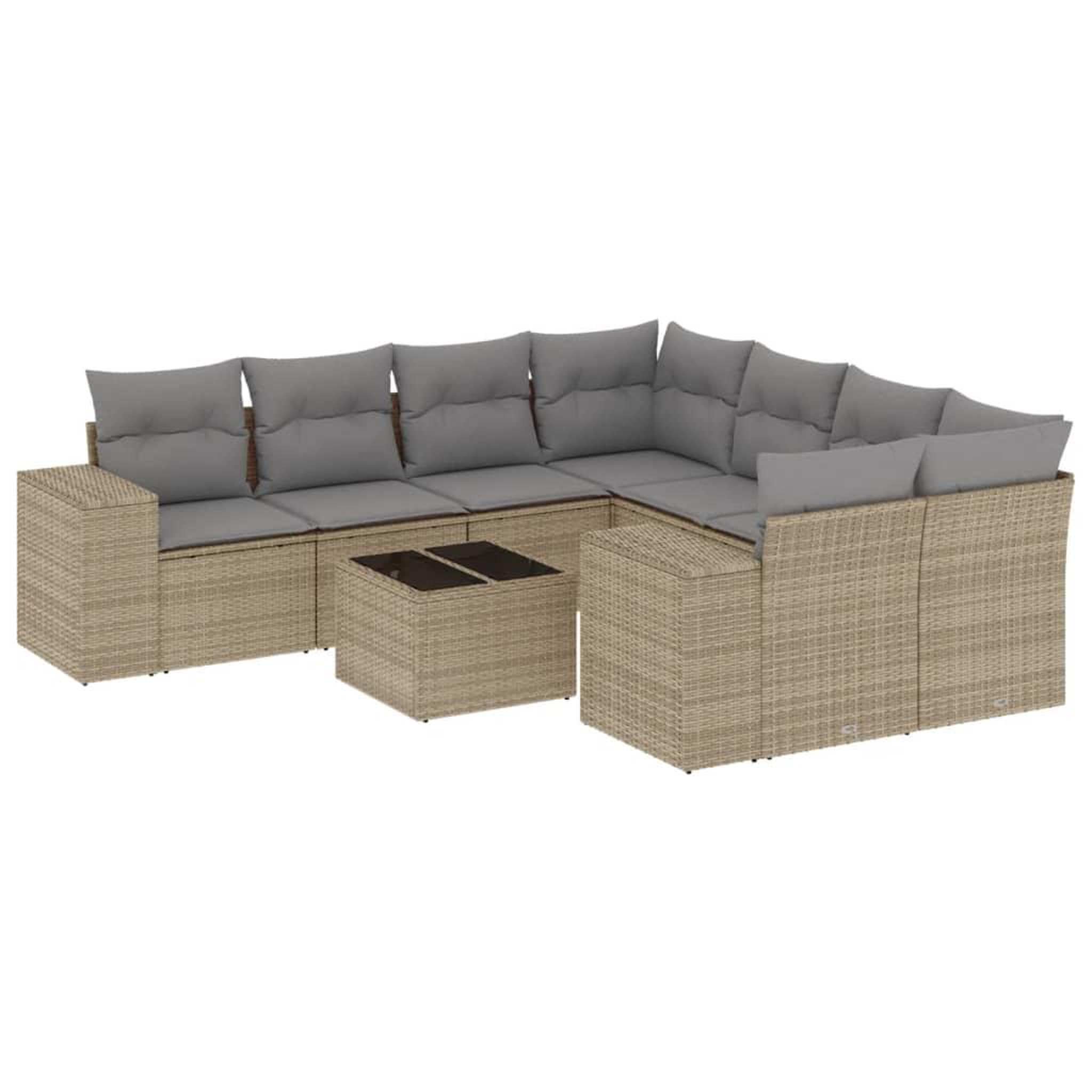 Voir la diapositive 2 : VIDAXL Salon de jardin avec coussins 9 pcs beige resine tressee