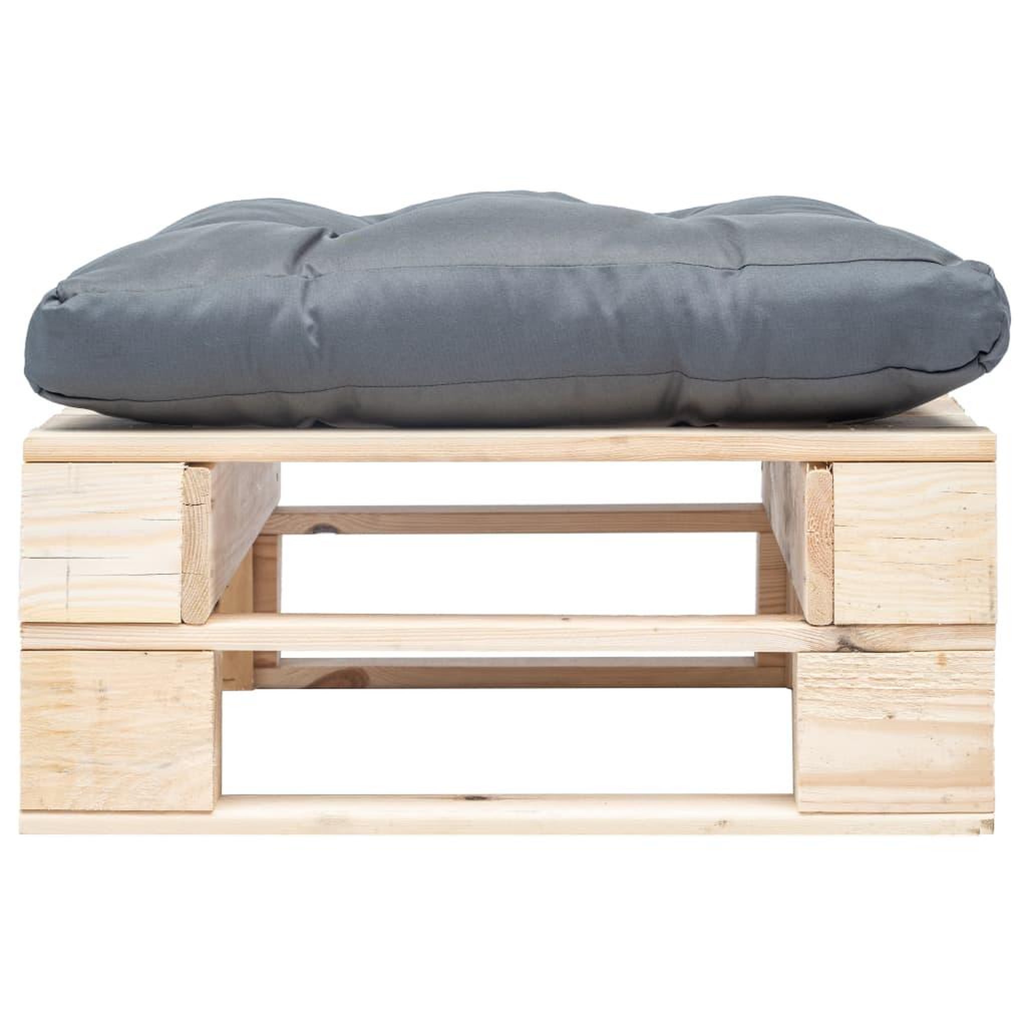 Voir la diapositive 2 : VIDAXL Repose-pied palette de jardin avec coussin gris bois naturel